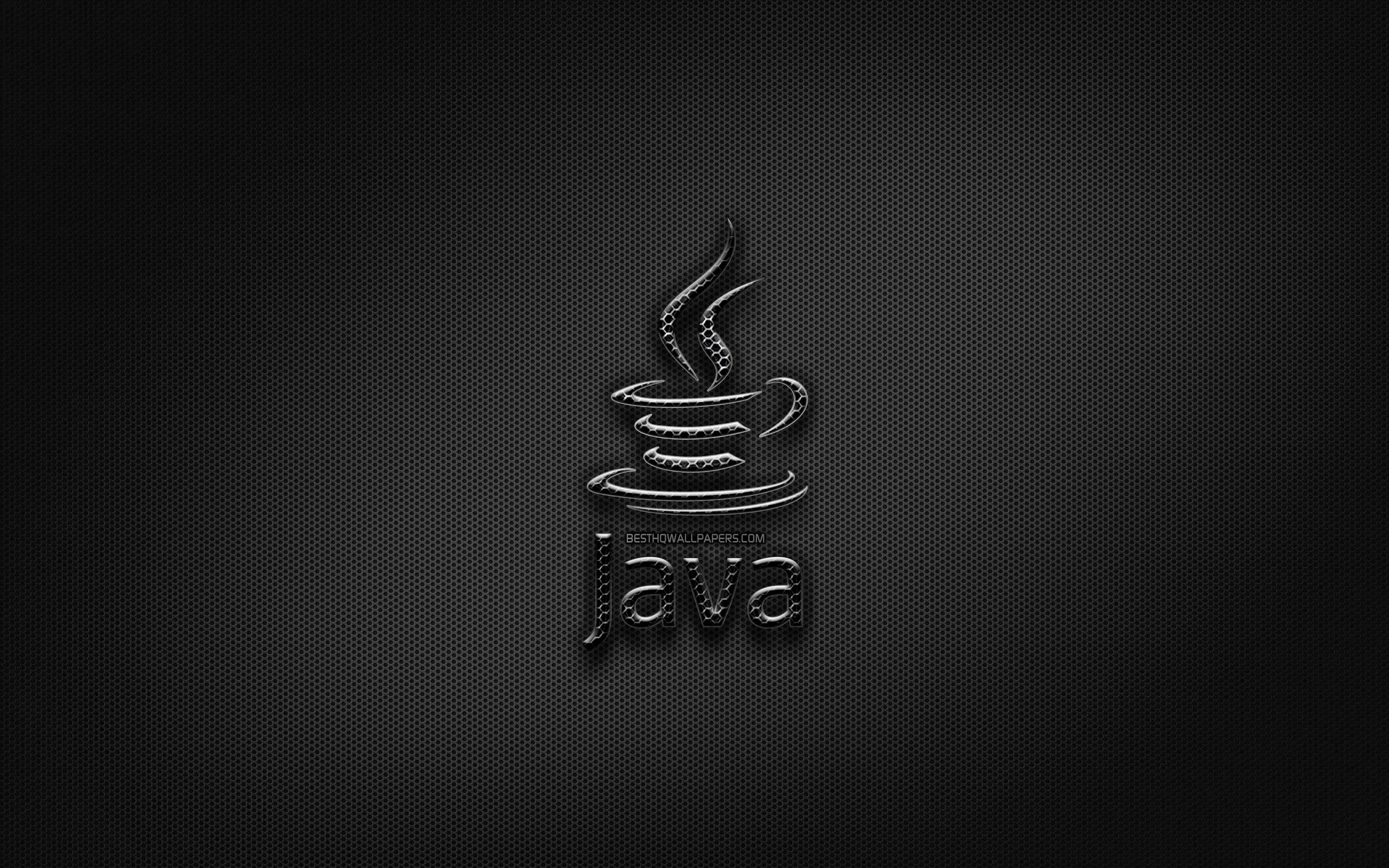 Download wallpaper Java black logo, programming language, grid