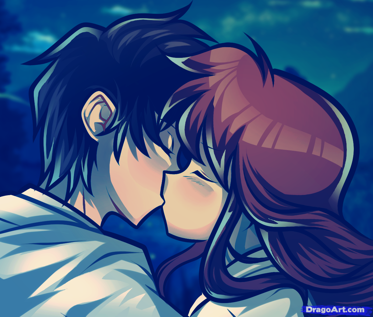 Anime kissing couple wallpaper by _Kith_ - Download on ZEDGE™