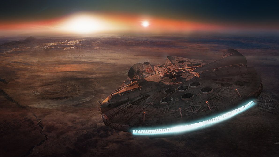 Millennium Falcon Over Tatooine con