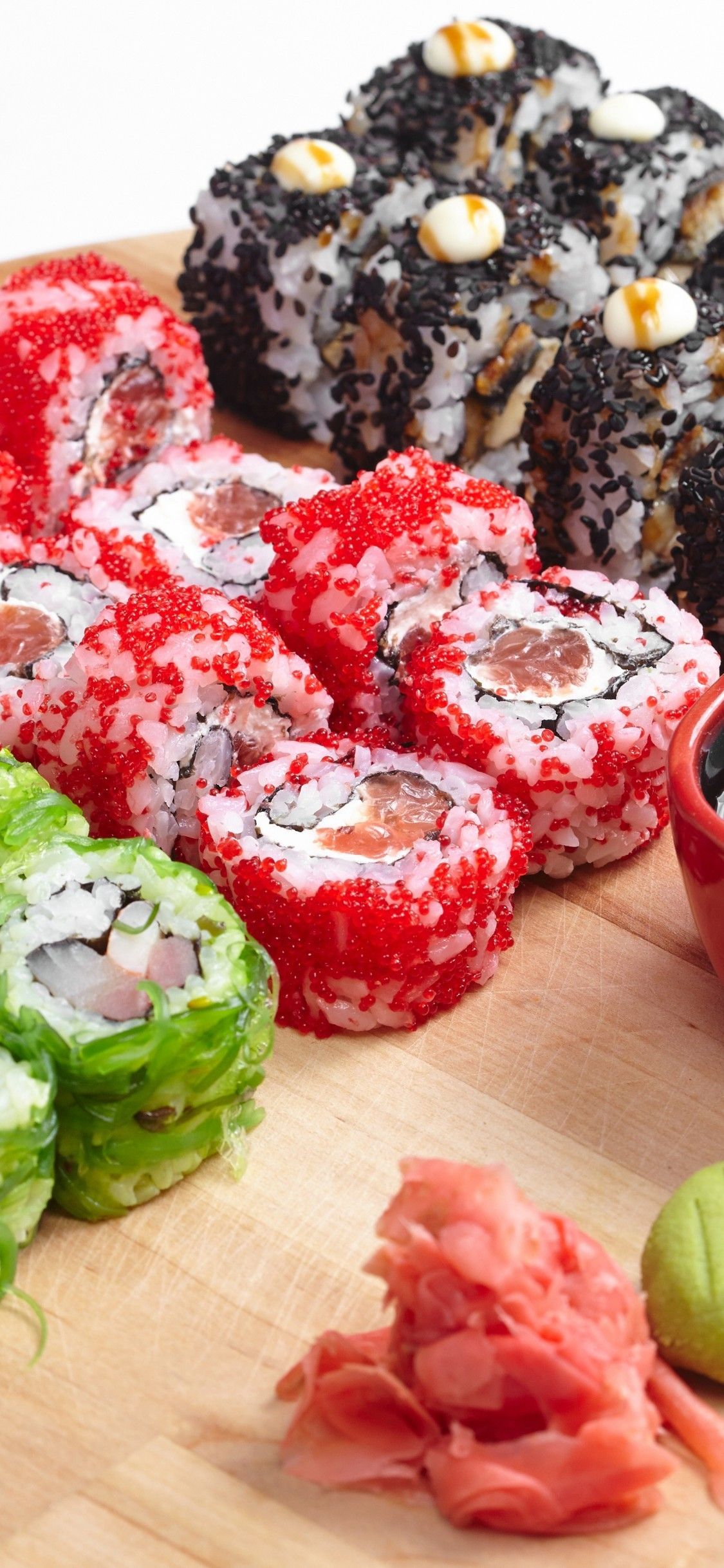 Download 1125x2436 Sushi, Rice, Japanese Food, Seafood Wallpaper