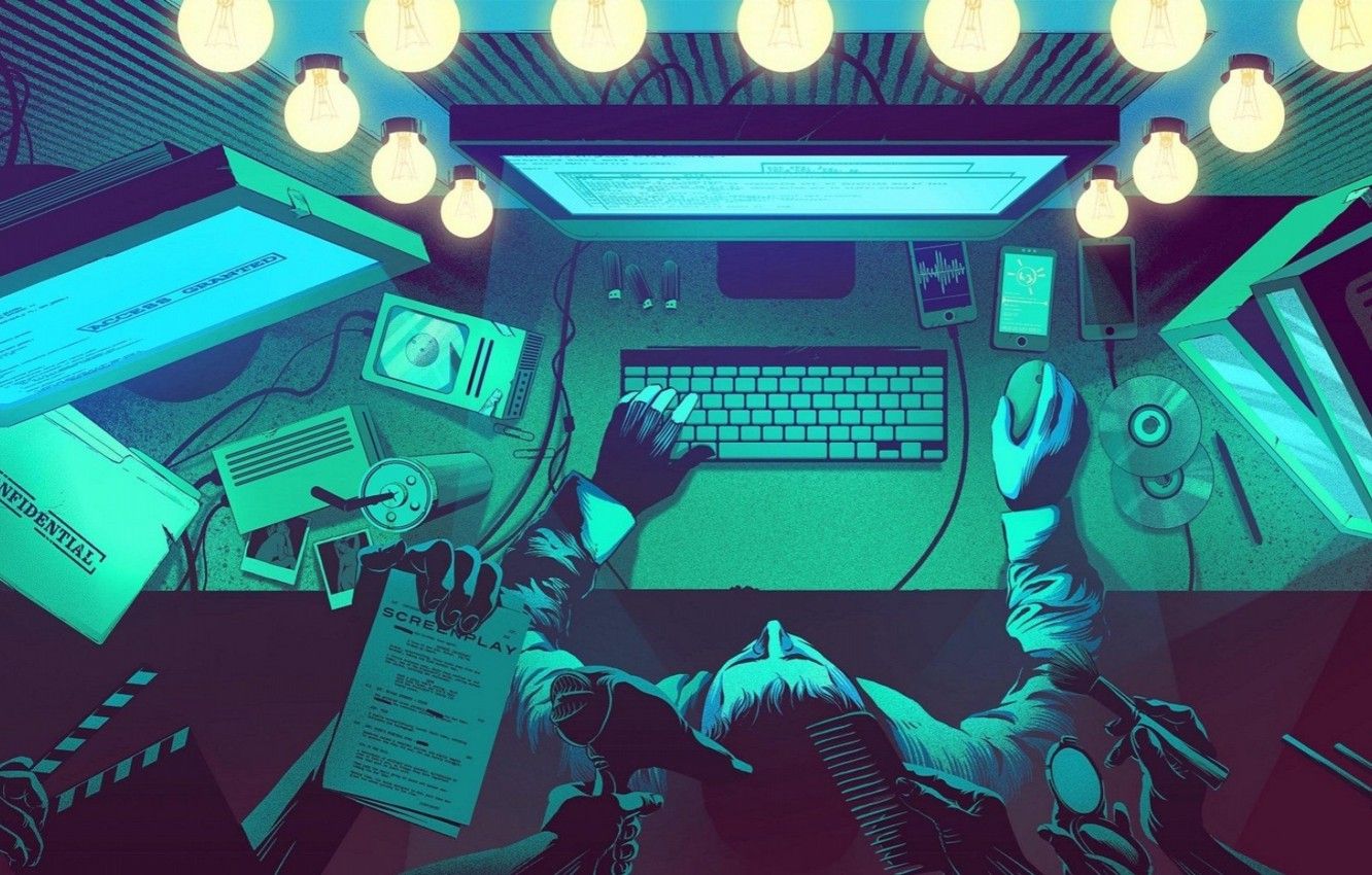 Wallpaper lights, desktop, computer, anonymous, hacker, dressing