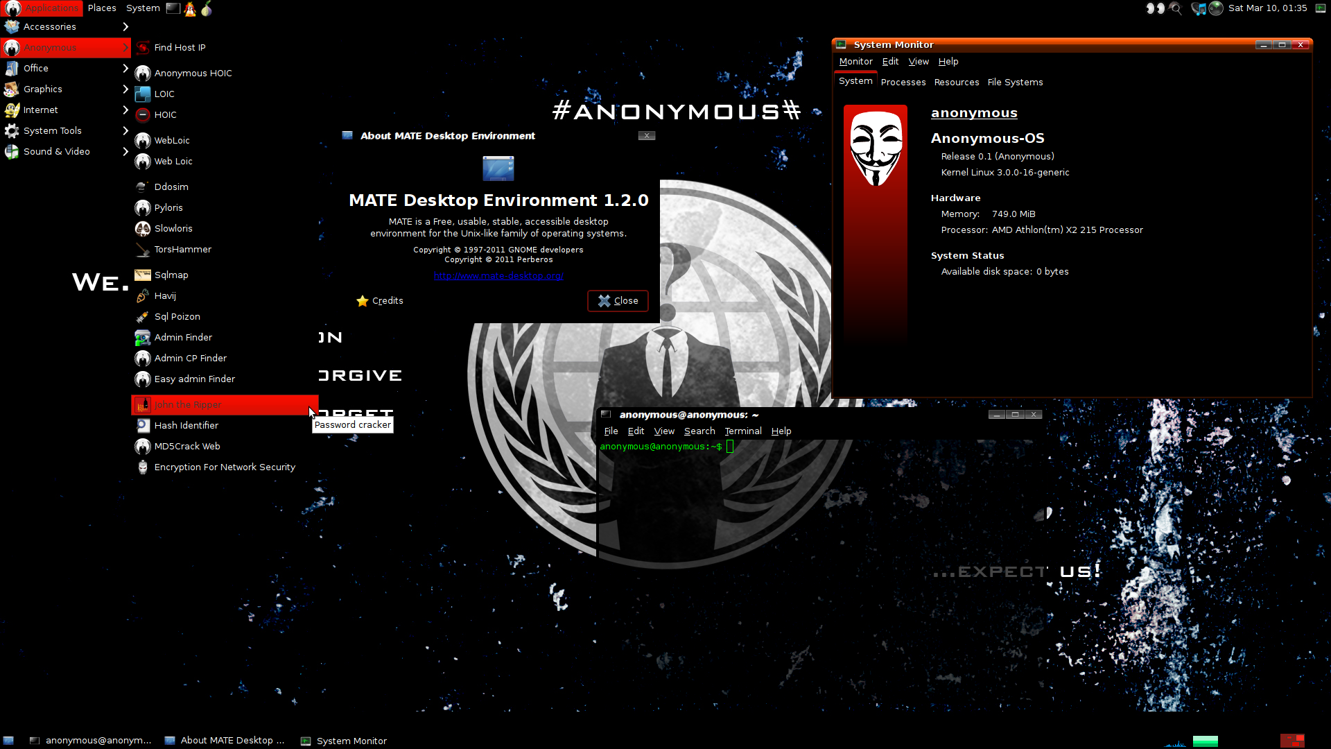 Anonymous Desktop OS Released, Hacking Tools Included