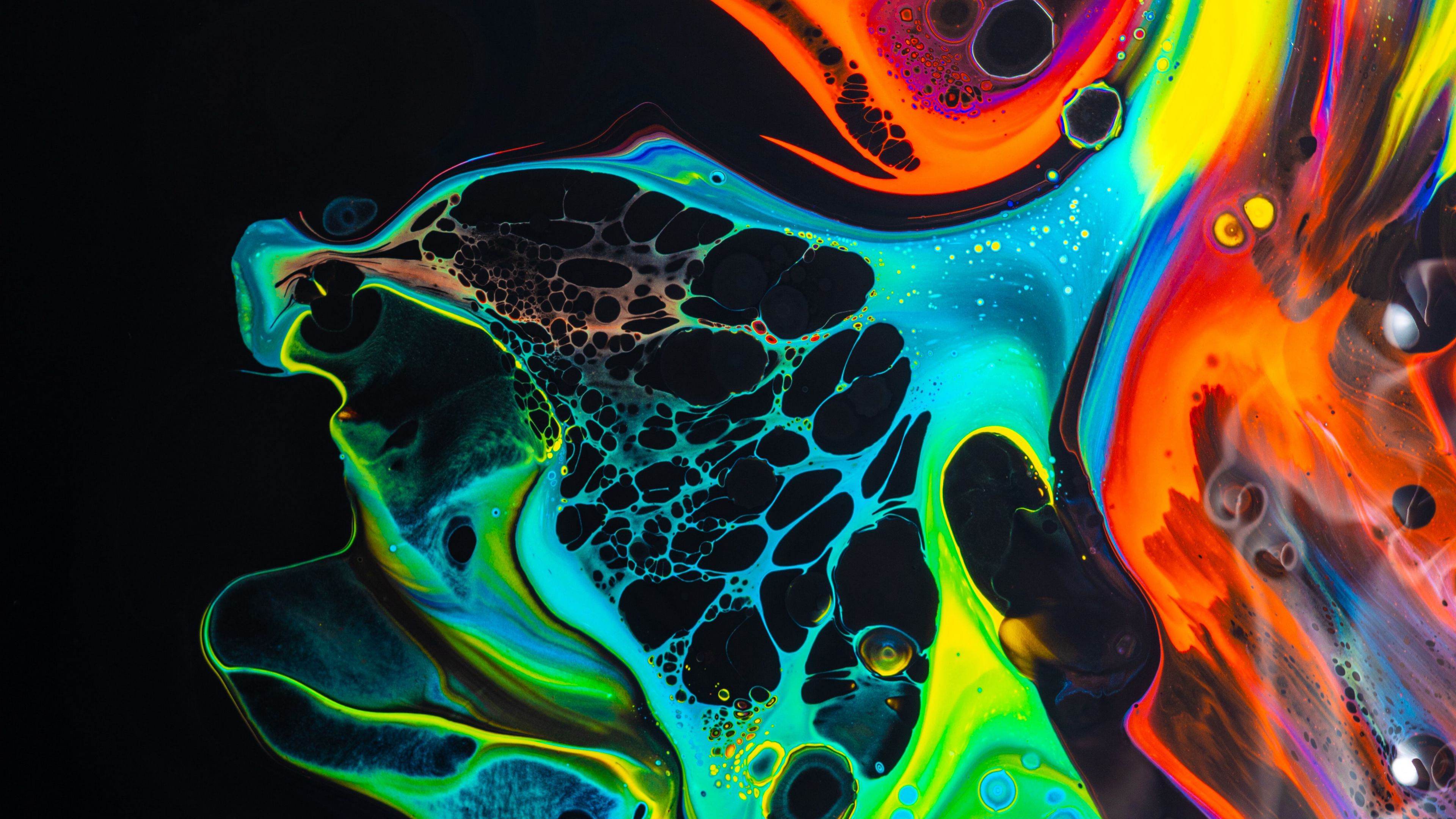 Paint Liquid Multicolored Stains Fluid Art 4K HD Wallpaper