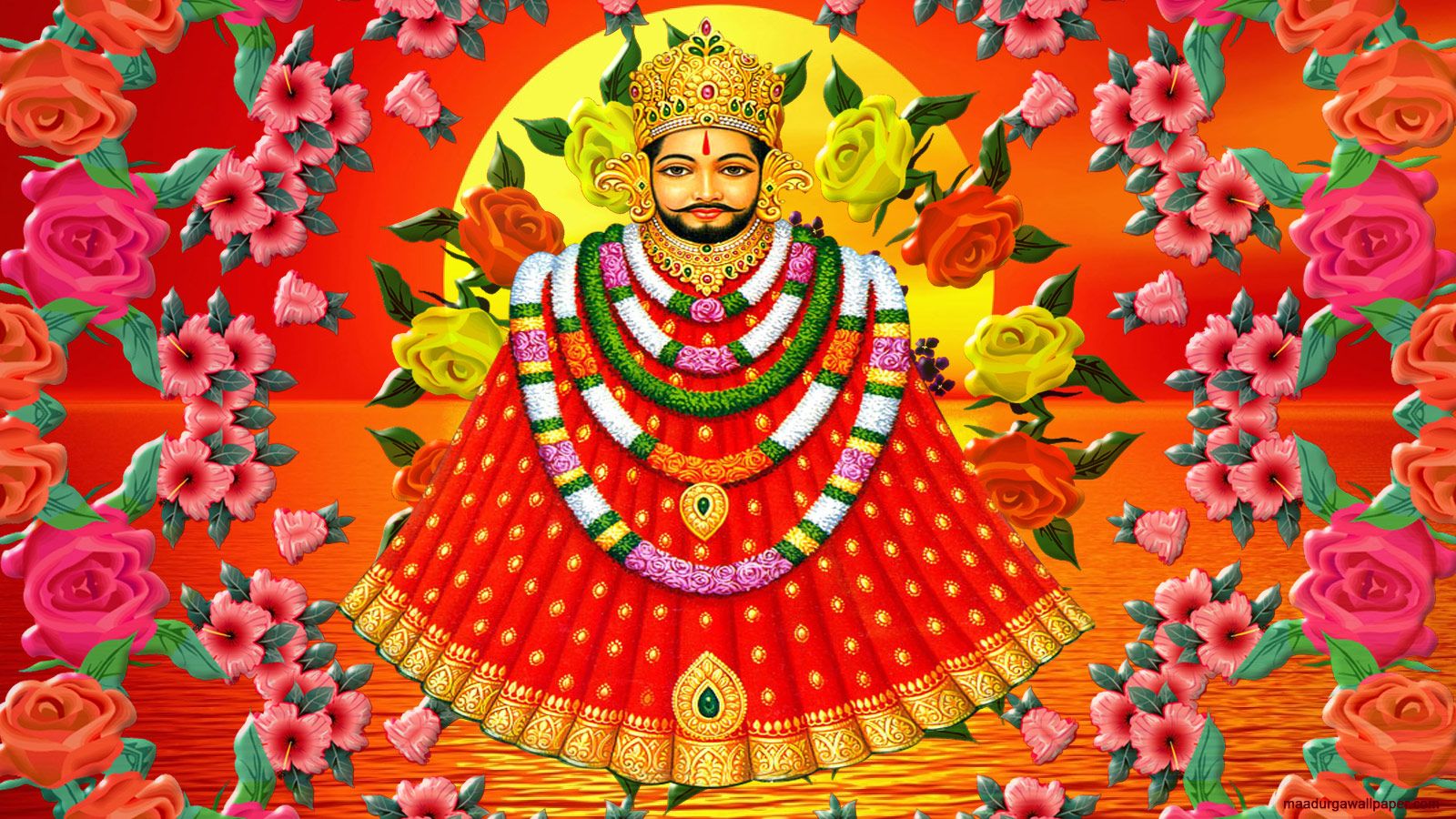 Khatu shyam image wallpaper with flower decoration