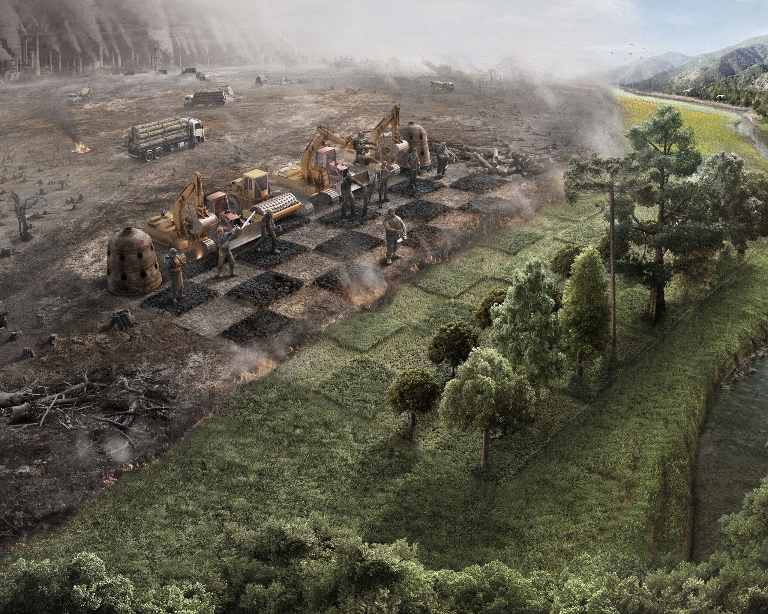 deforestation vs nature, Powerful picture
