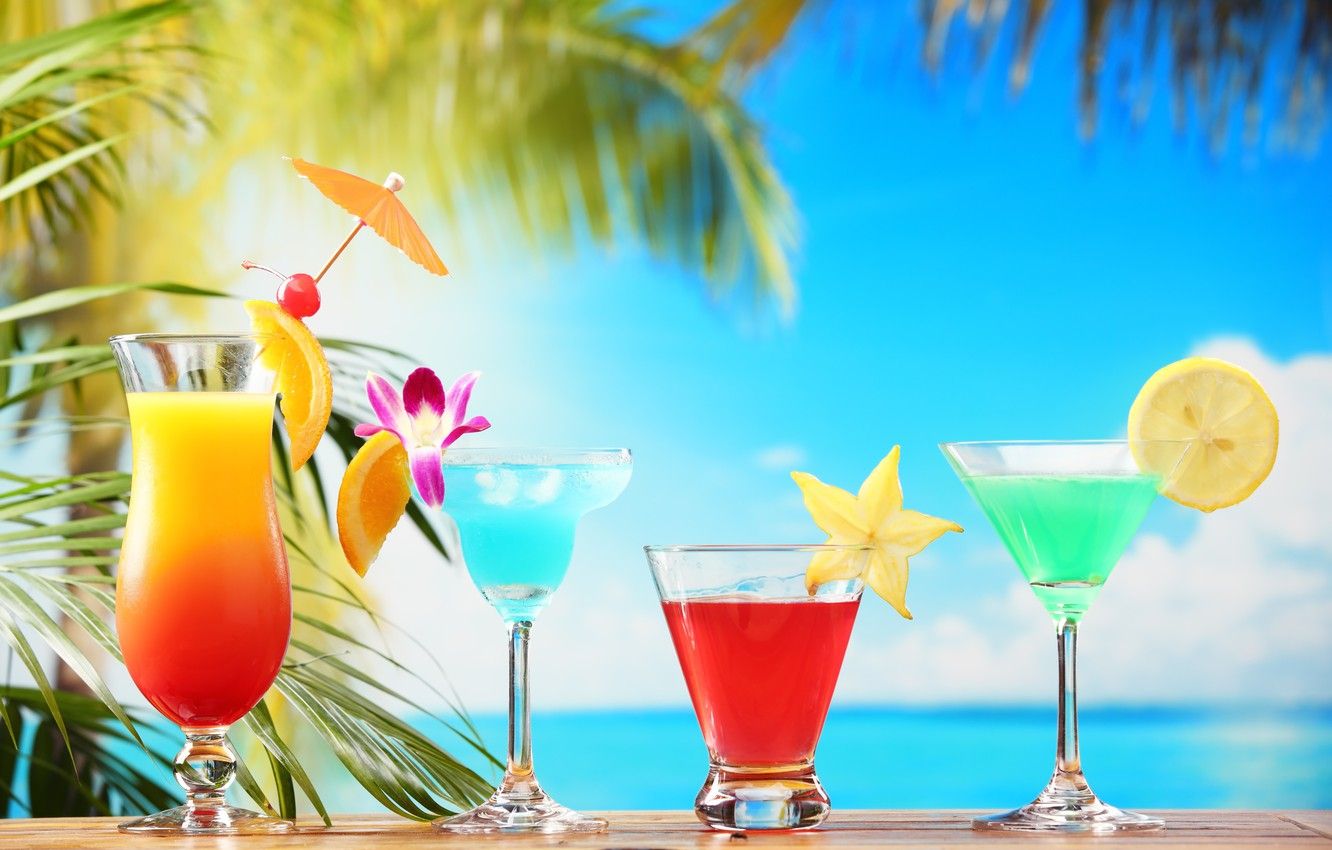 Wallpaper sea, beach, cocktail, summer, fruit, beach, fresh, sea