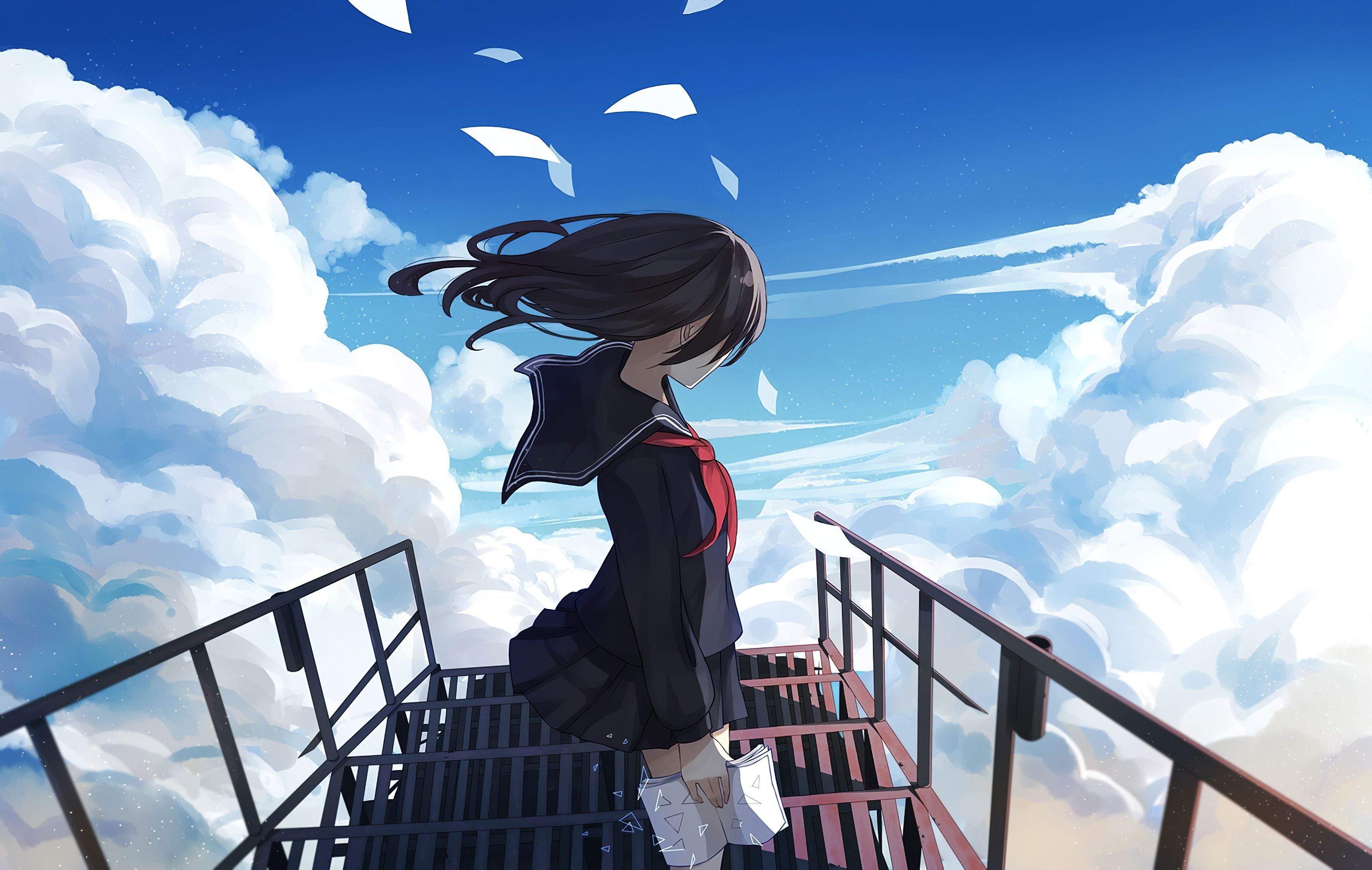 Anime Girl Sky 4k, HD Anime, 4k Wallpaper, Image, Background