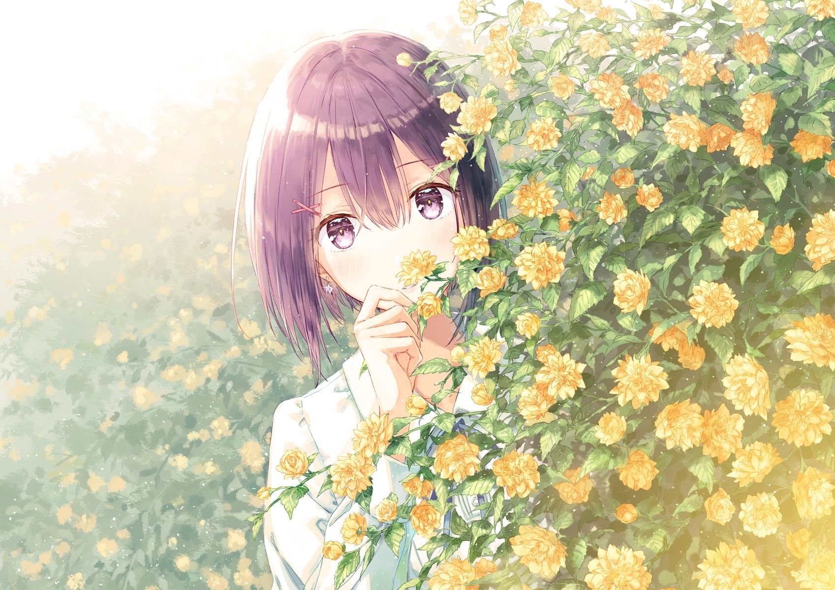 Anime Girl Flowers Wallpaper Free Anime Girl Flowers Background