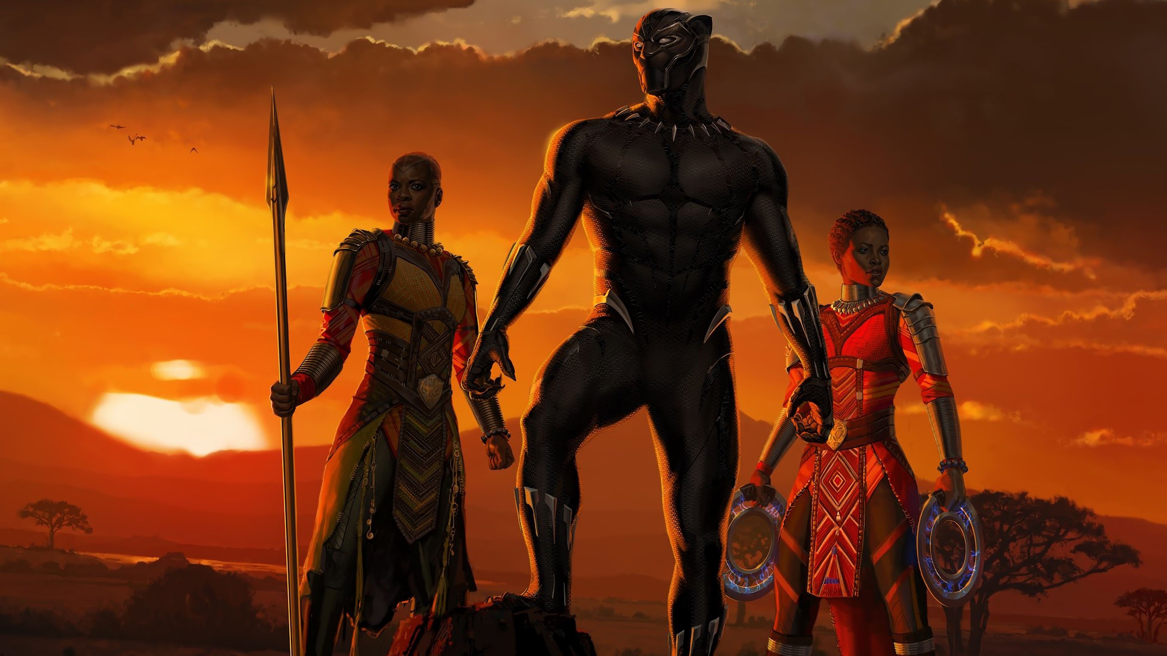 Wallpaper Black Panther, King of Wakanda, Nakia, Okoye, Artwork