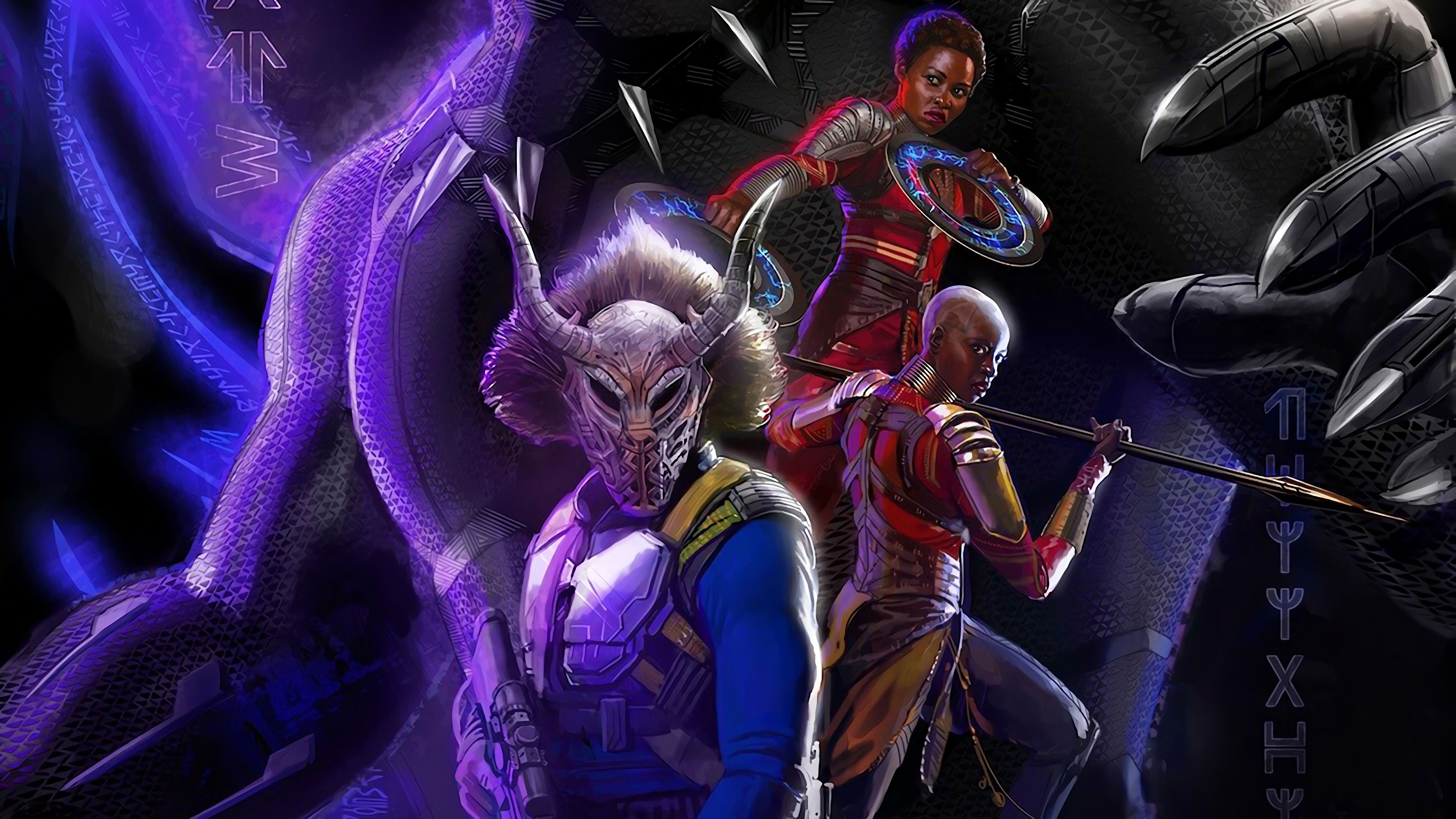 Black Panther Killmonger Okoye Nakia Movie 4K