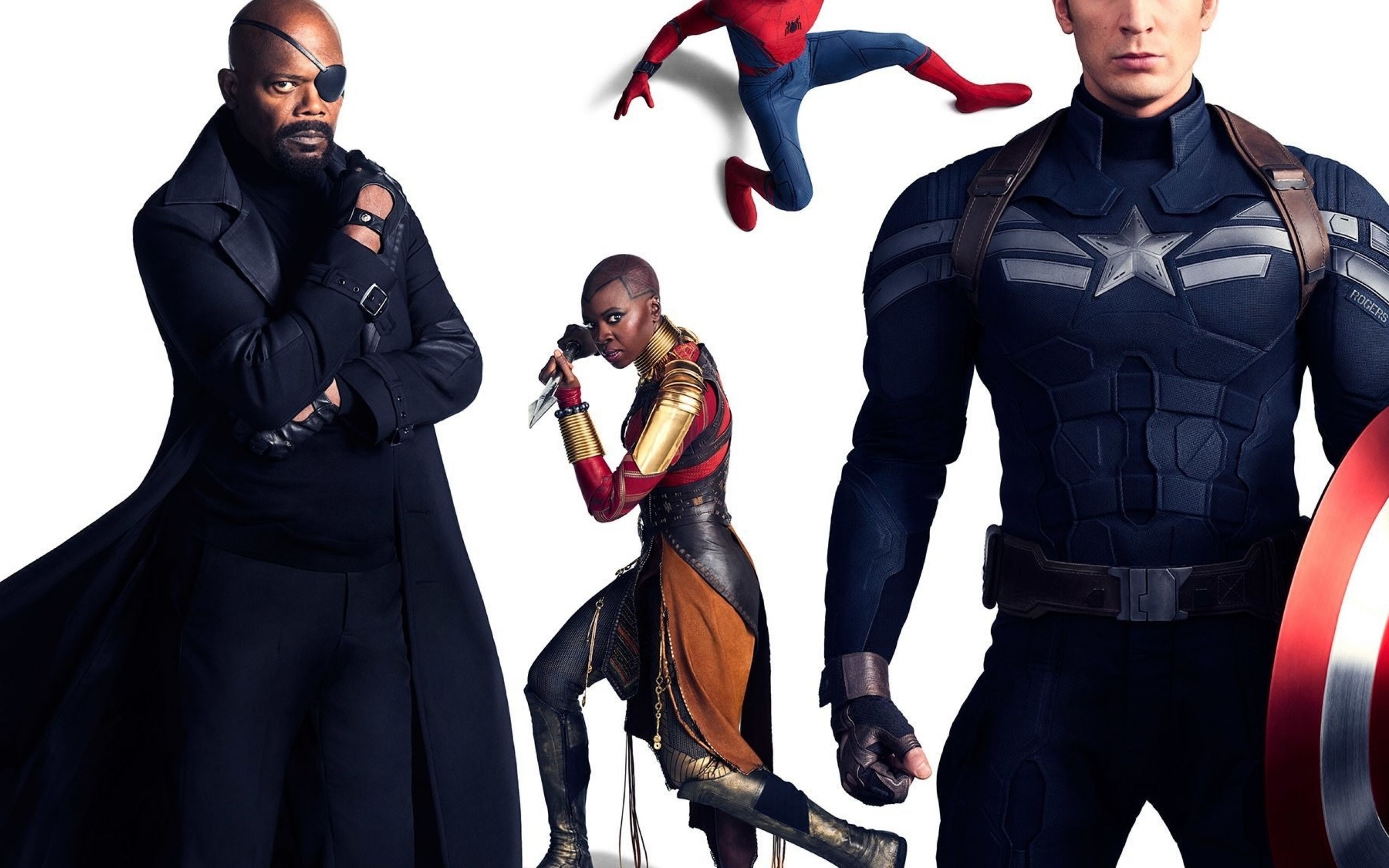 Download Captain America, Okoye, Nick Fury And Spider Man