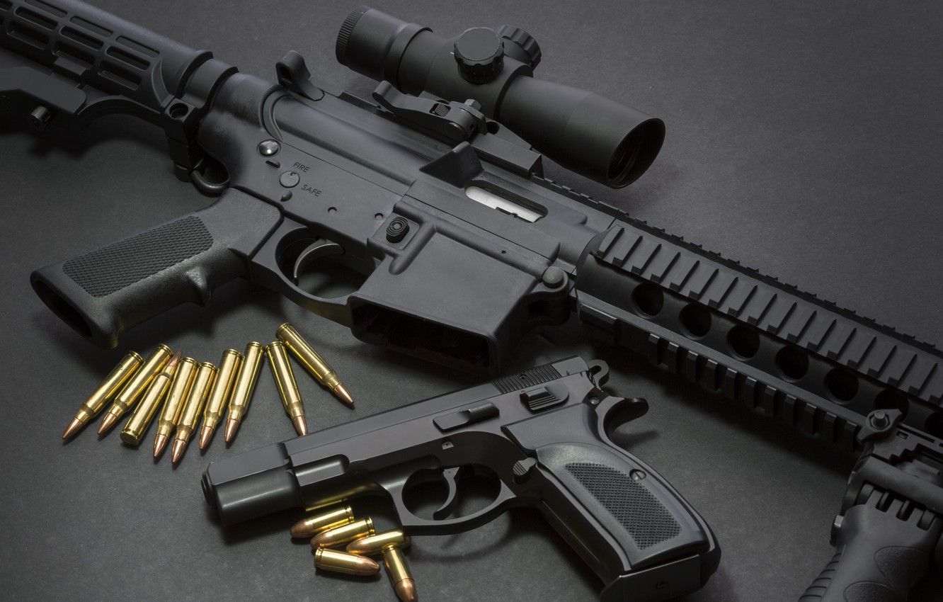 Wallpaper pistol, assault rifle, ammunition, firearms image