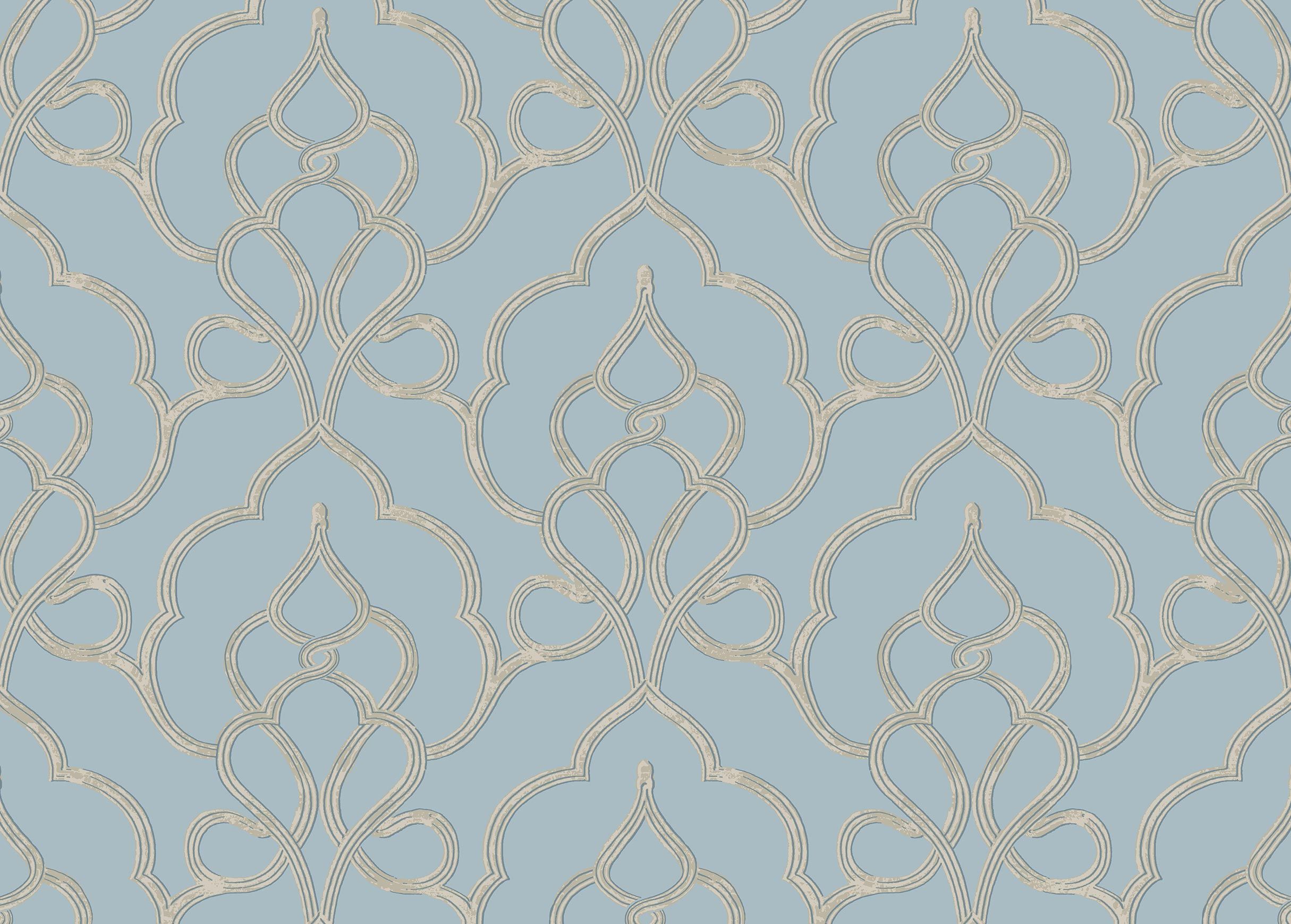 Tiara Scroll Design Fleur de Lis Wallpaper