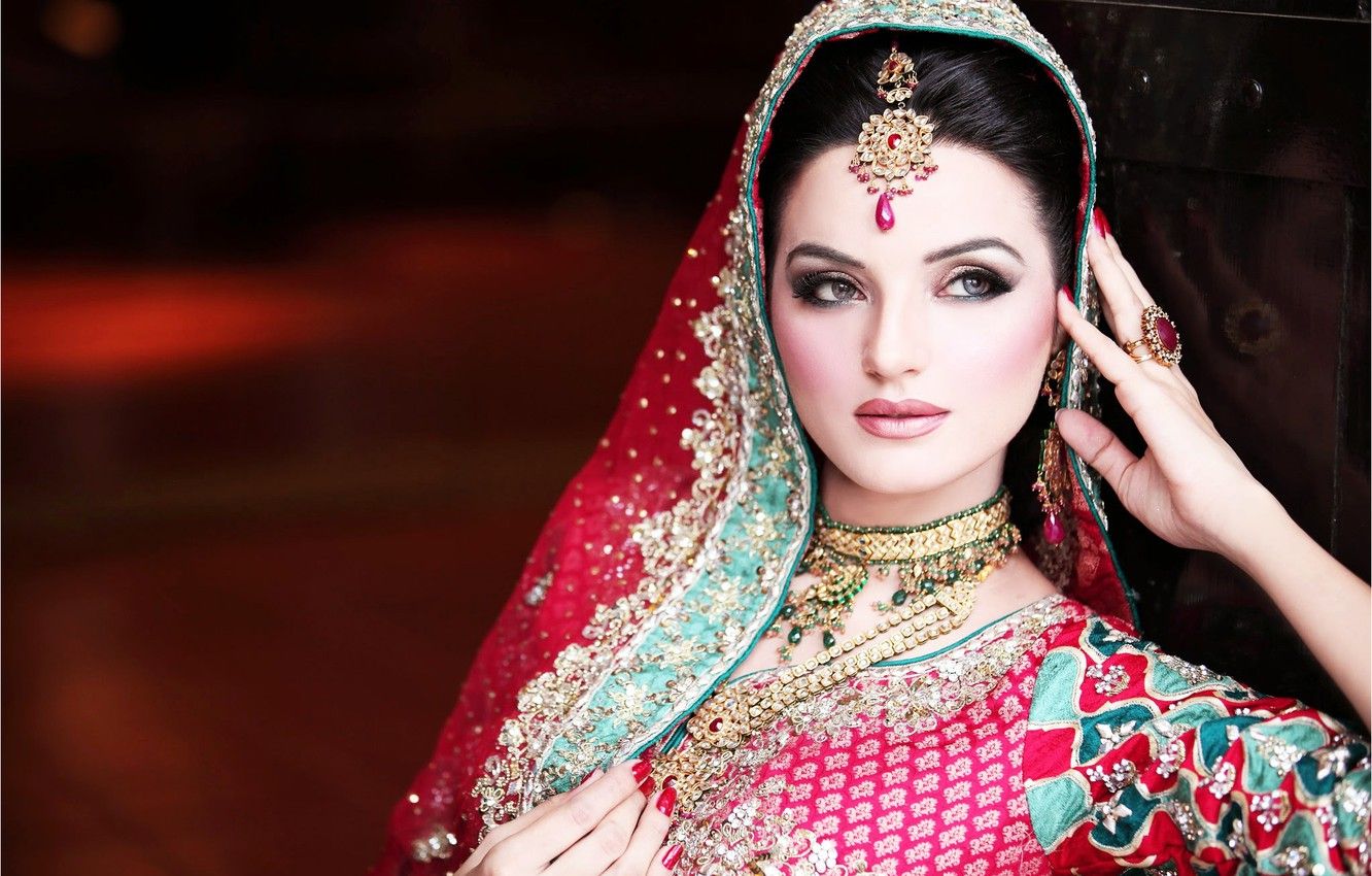 Wallpaper girl, woman, Indian, wedding makeup, native dress
