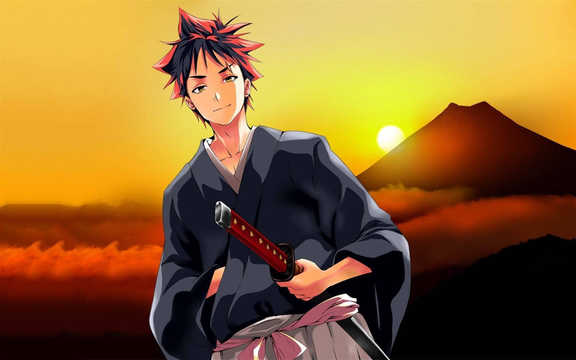 Download wallpapers Soma Yukihira, protagonist, samurai, Shokugeki.
