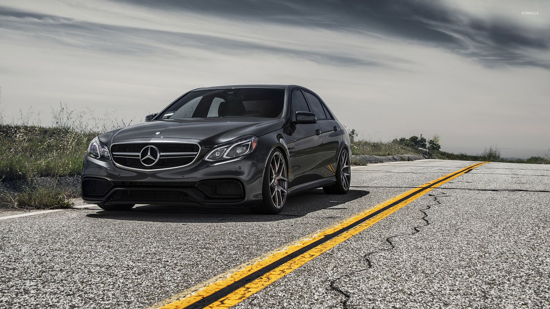 Black Mercedes Benz E Class Front View Wallpaper Wallpaper