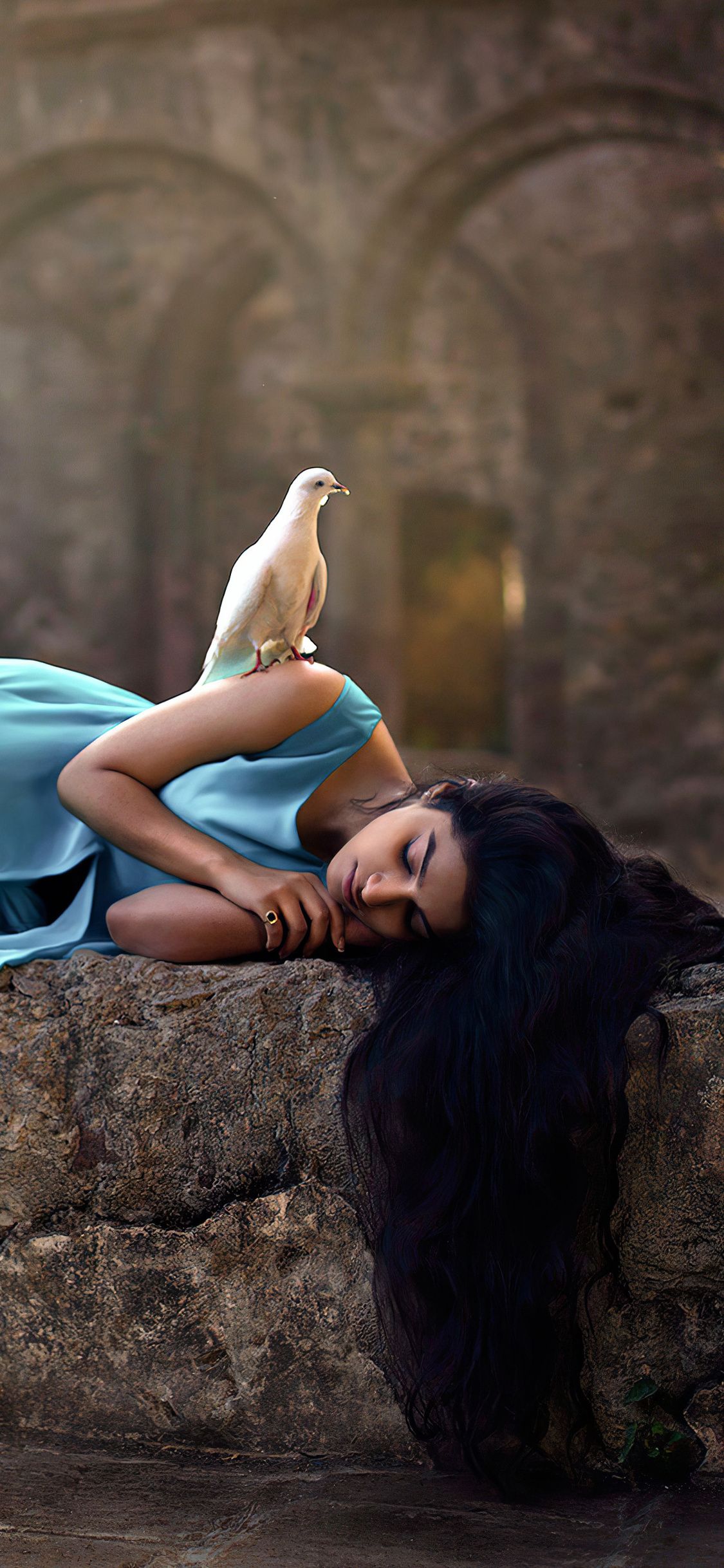 Girl Sleeping Pigeon iPhone XS, iPhone 10, iPhone X HD 4k