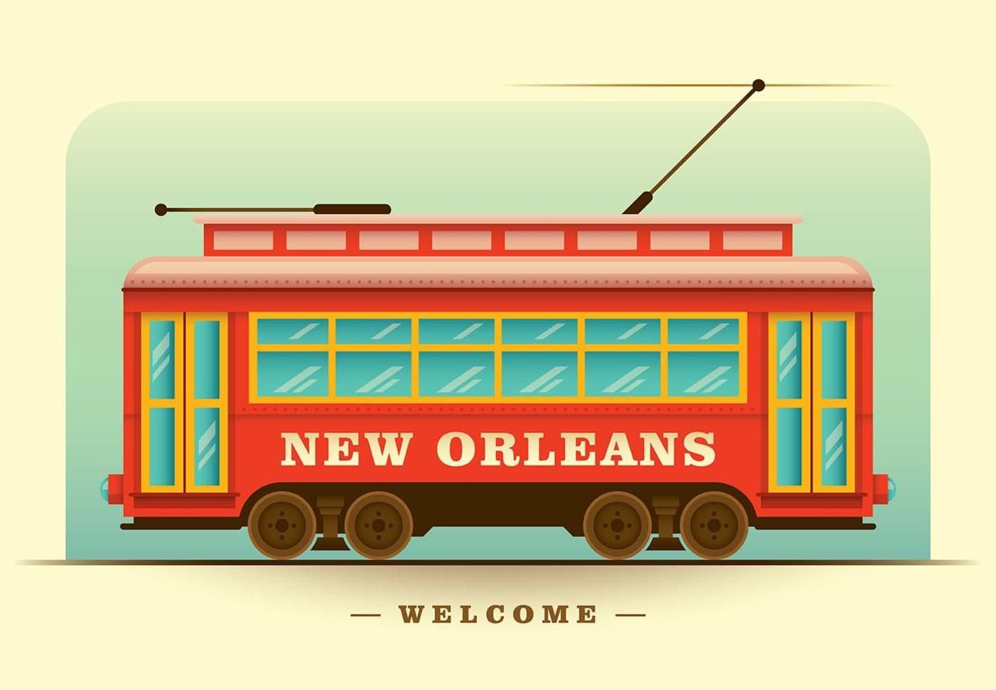 New Orleans streetcar. New orleans, Vector art, Art image