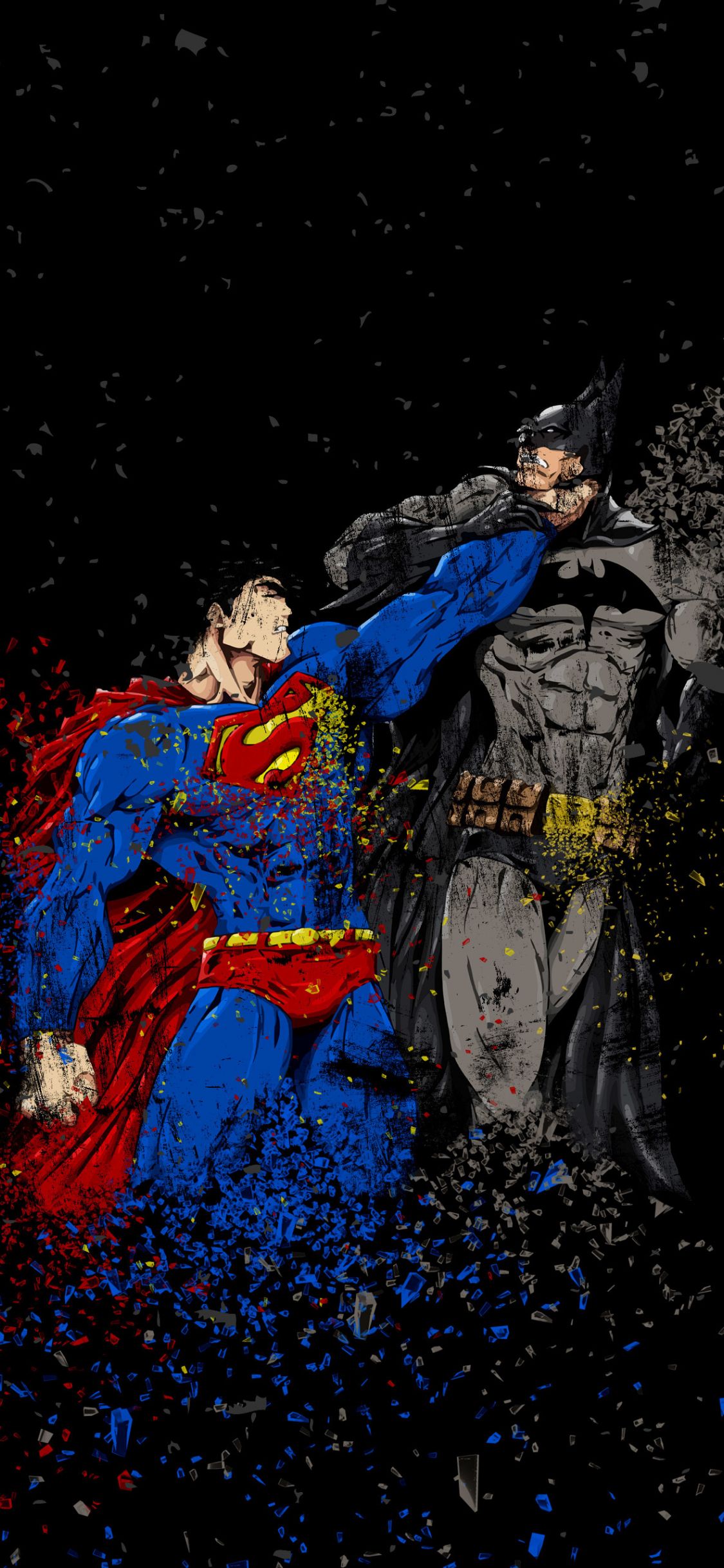 Download 1125x2436 wallpaper batman vs superman, ruggon style, art