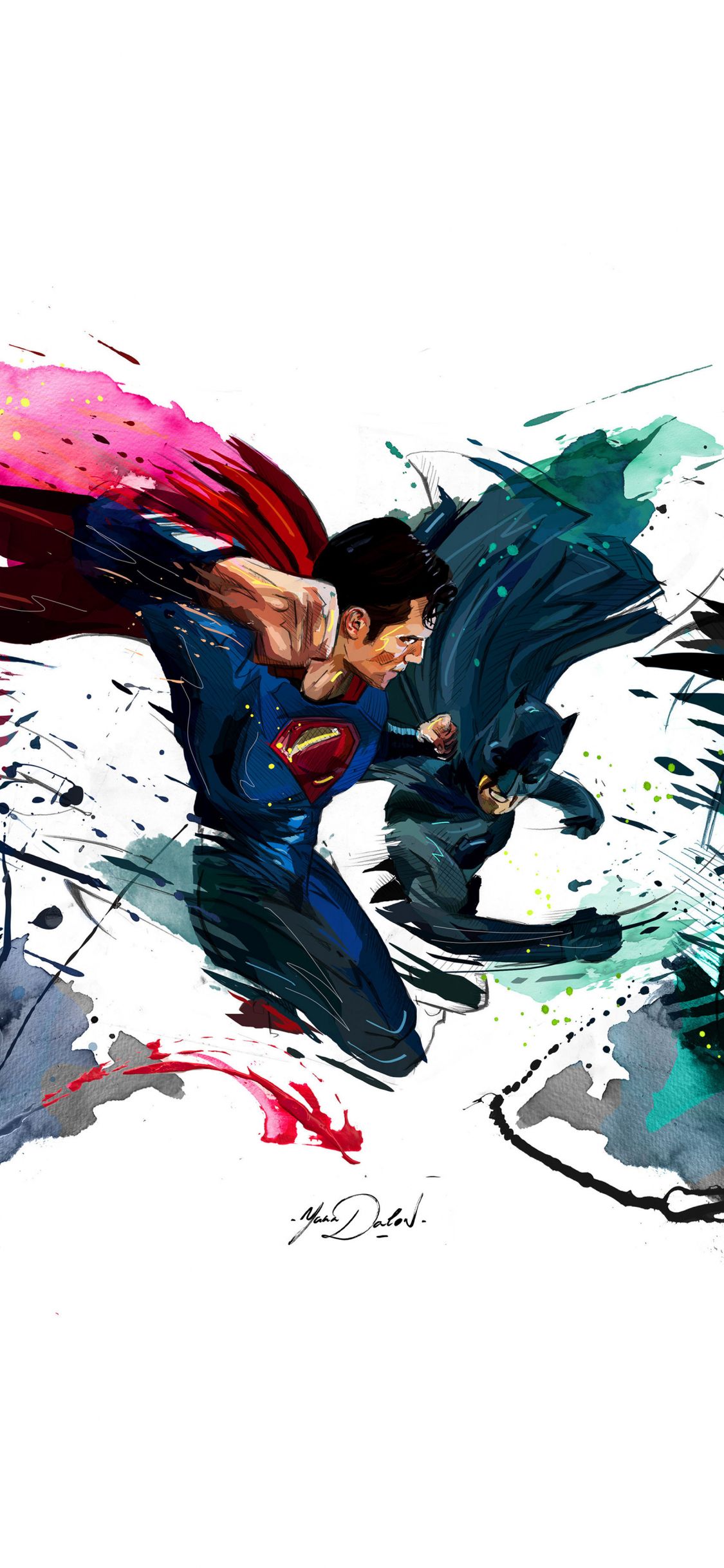 Download 1125x2436 wallpaper batman vs superman, 4k, sketch