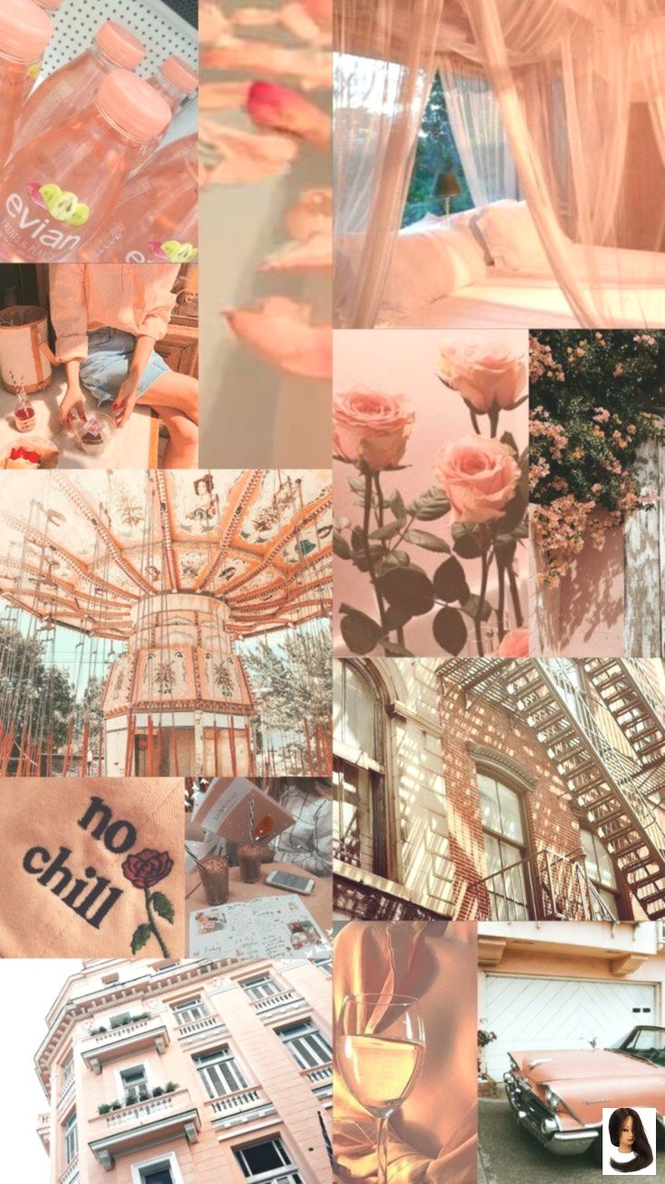 Wallpaper, background, collage, aesthetic, music, color, peachy