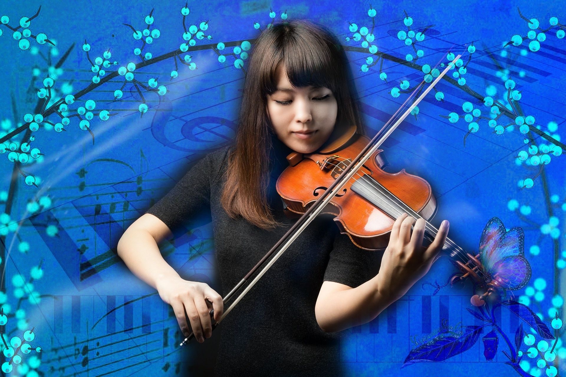 Music, Violin, Women, Retouch, Note, music, one person free image