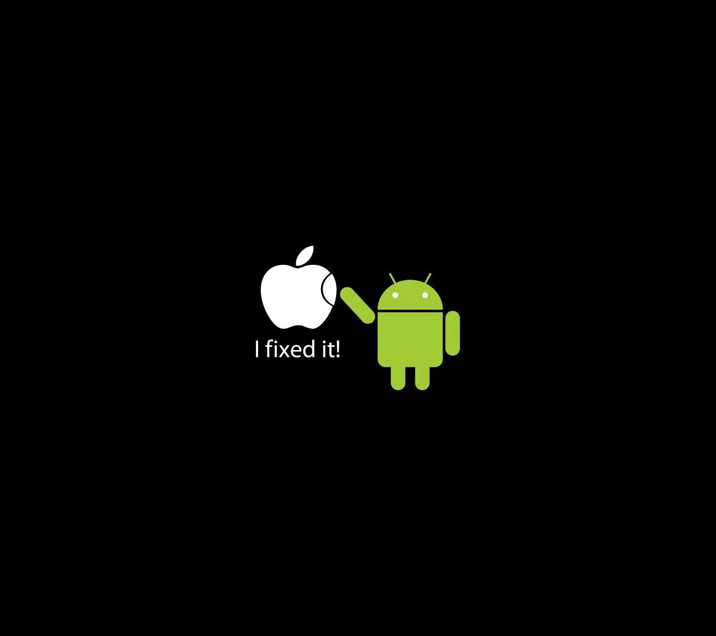 Андроид ест яблоко