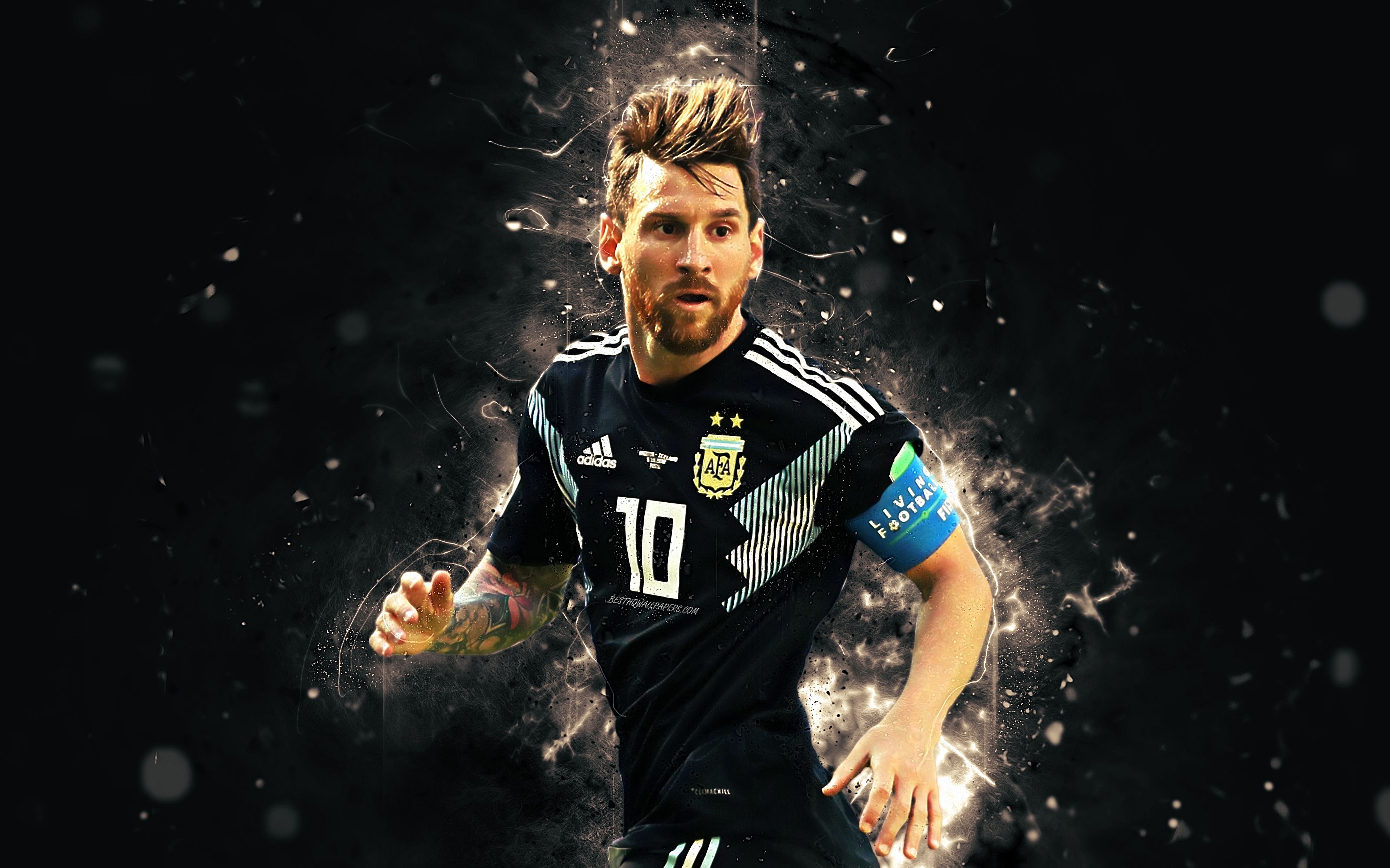 Download wallpaper Lionel Messi, 4k, black uniform, football