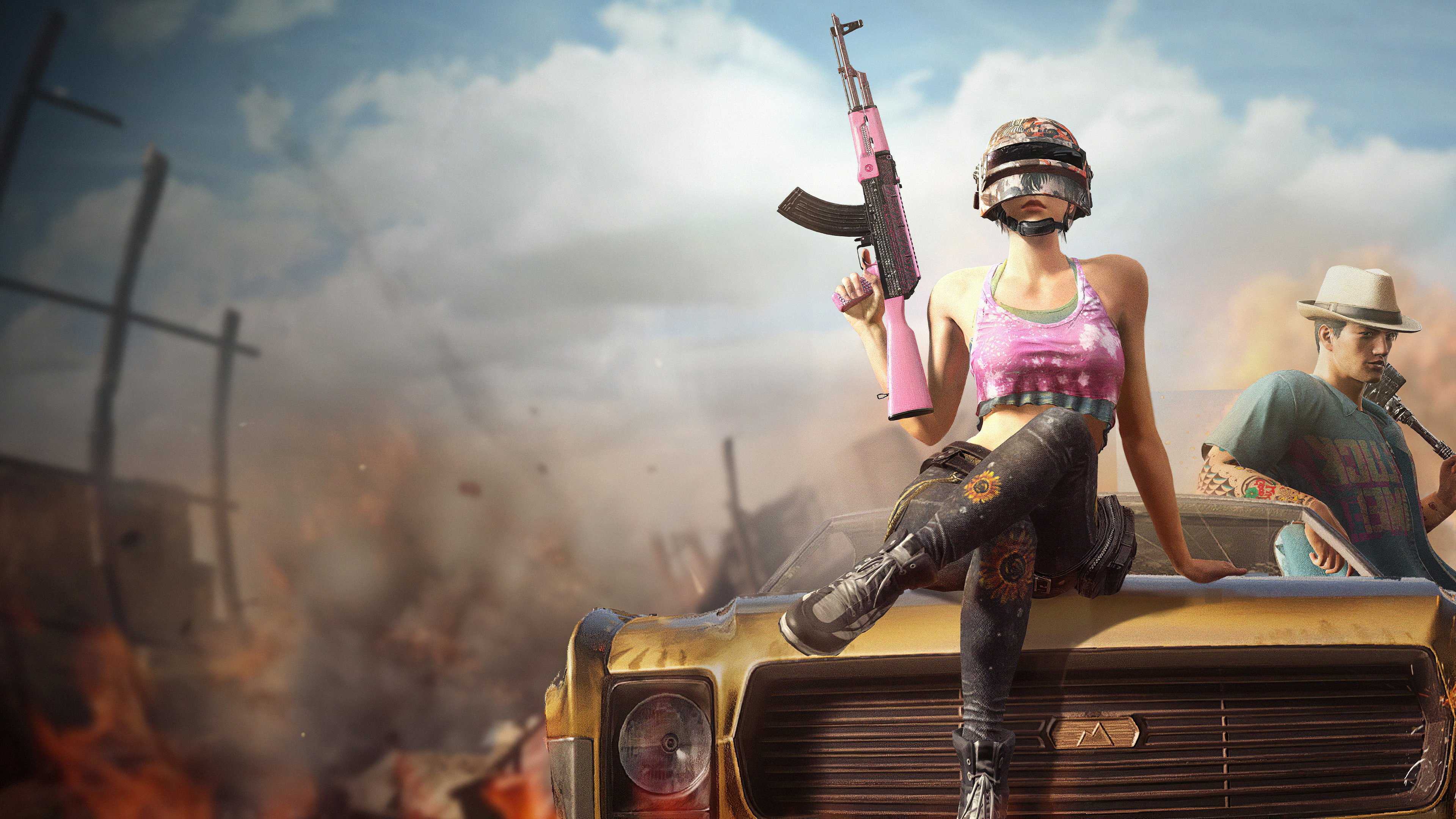 PUBG Girl With Gun 4K 2019 HD Wallpaper (3840x2160)