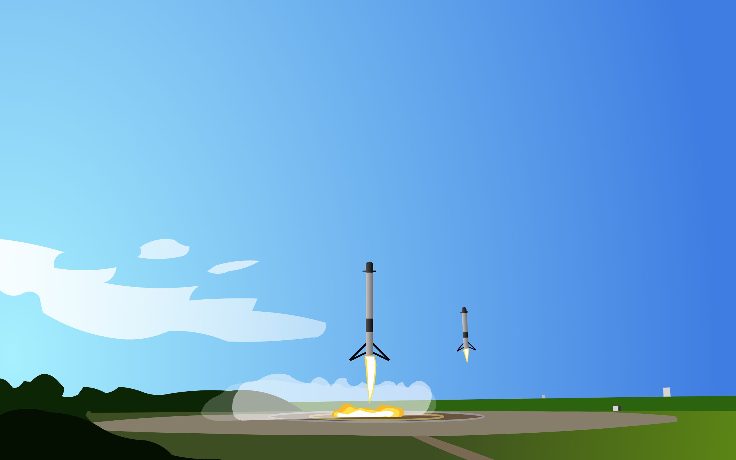 Minimalist Falcon Heavy Landing Artwork 2560x1600