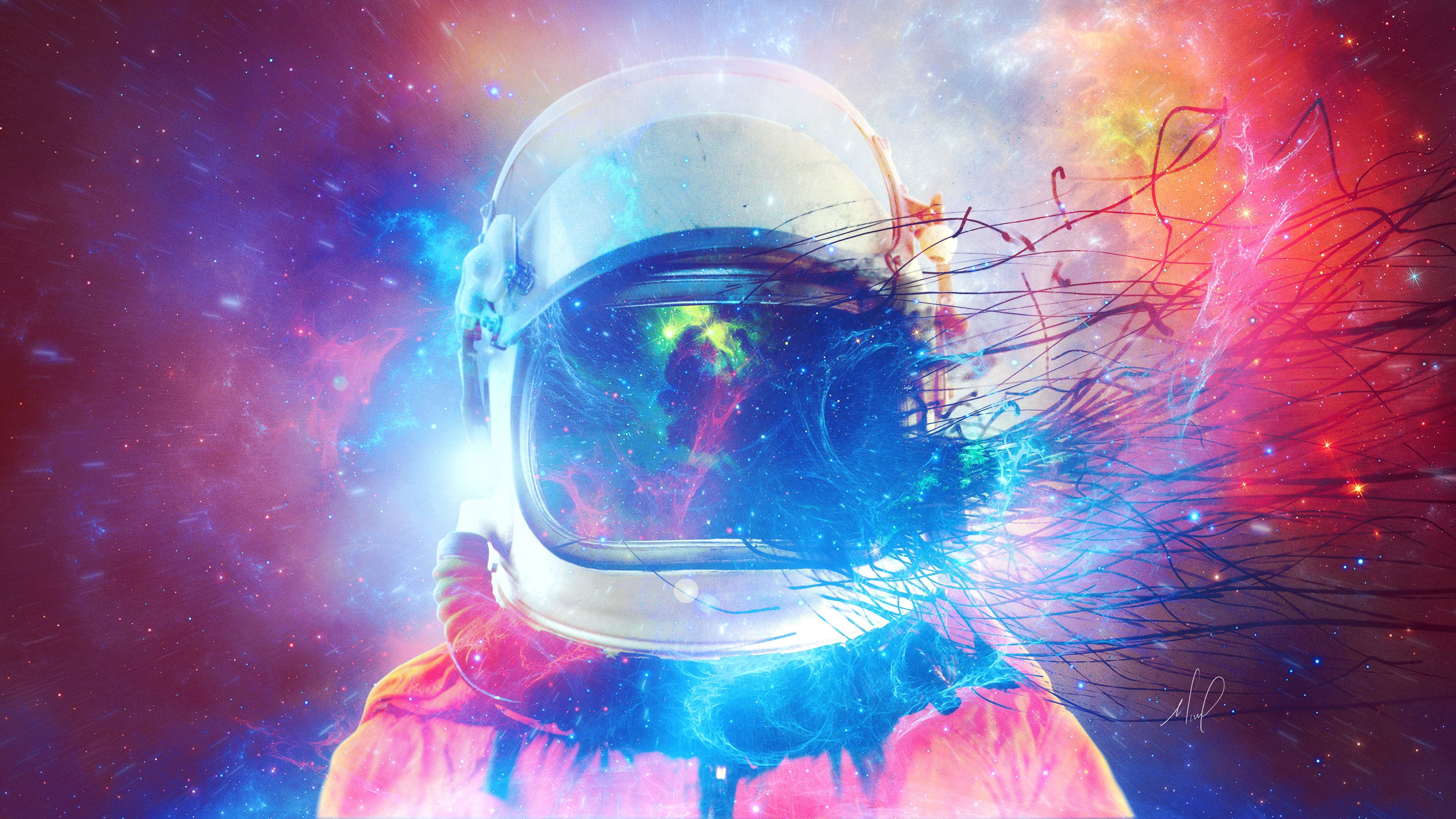 Download 3840x2160 Astronaut, Space, Stars, Digital Art Wallpaper
