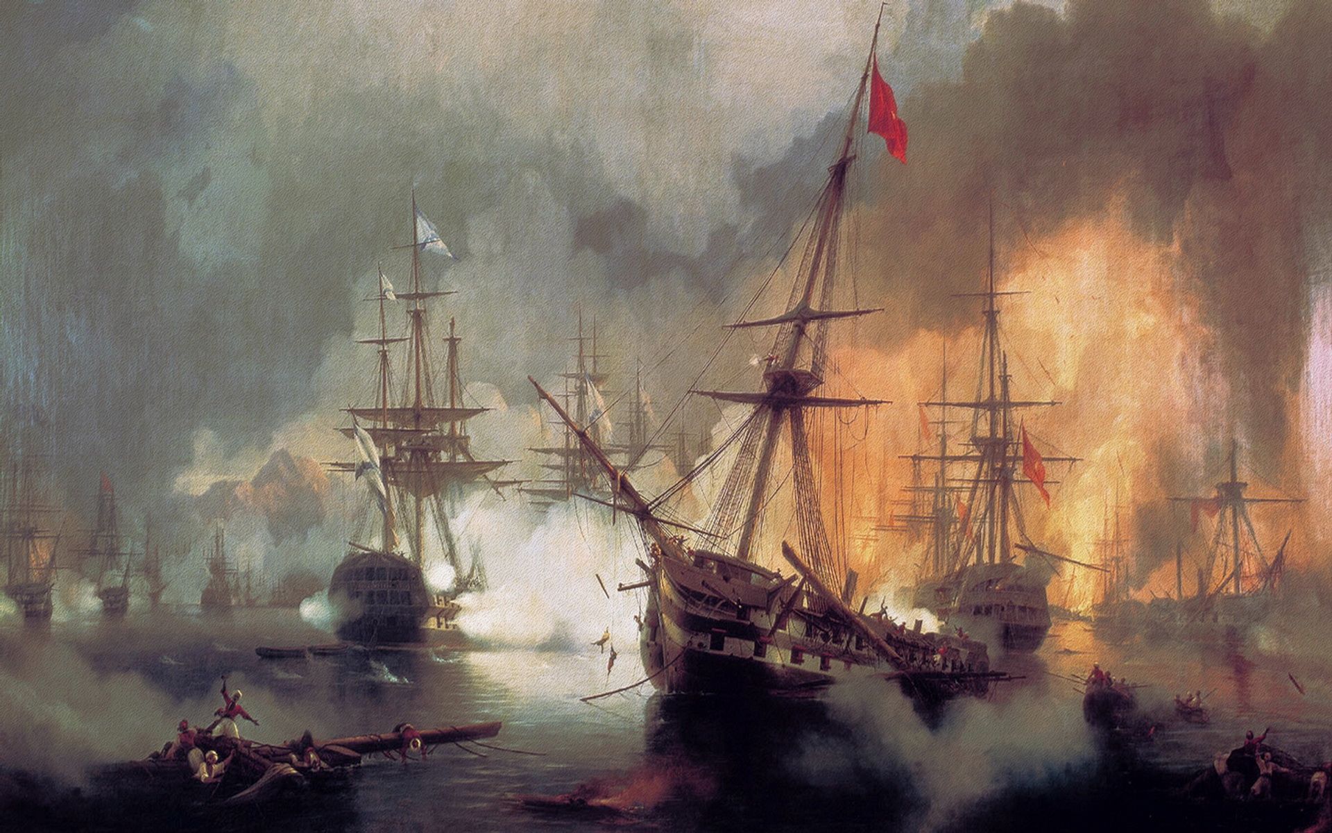 Battle Pirates Fire Oil Painting HD Wallpaper Desktop Widescreen Art Free Download. Ship paintings, Painting, Oil painting on canvas