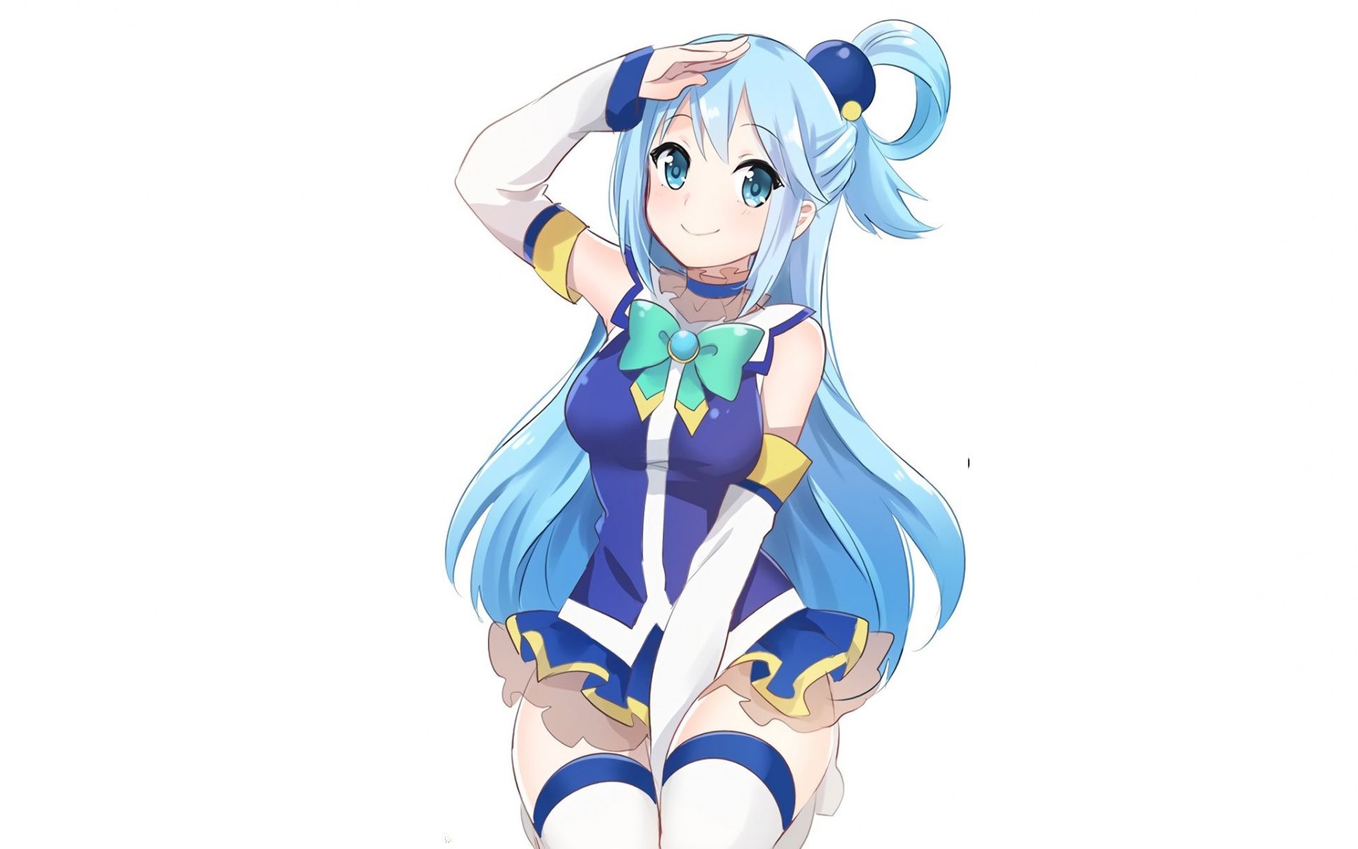 Desktop Wallpaper Blue Hair Anime Girl, Aqua, Kono Subarashii
