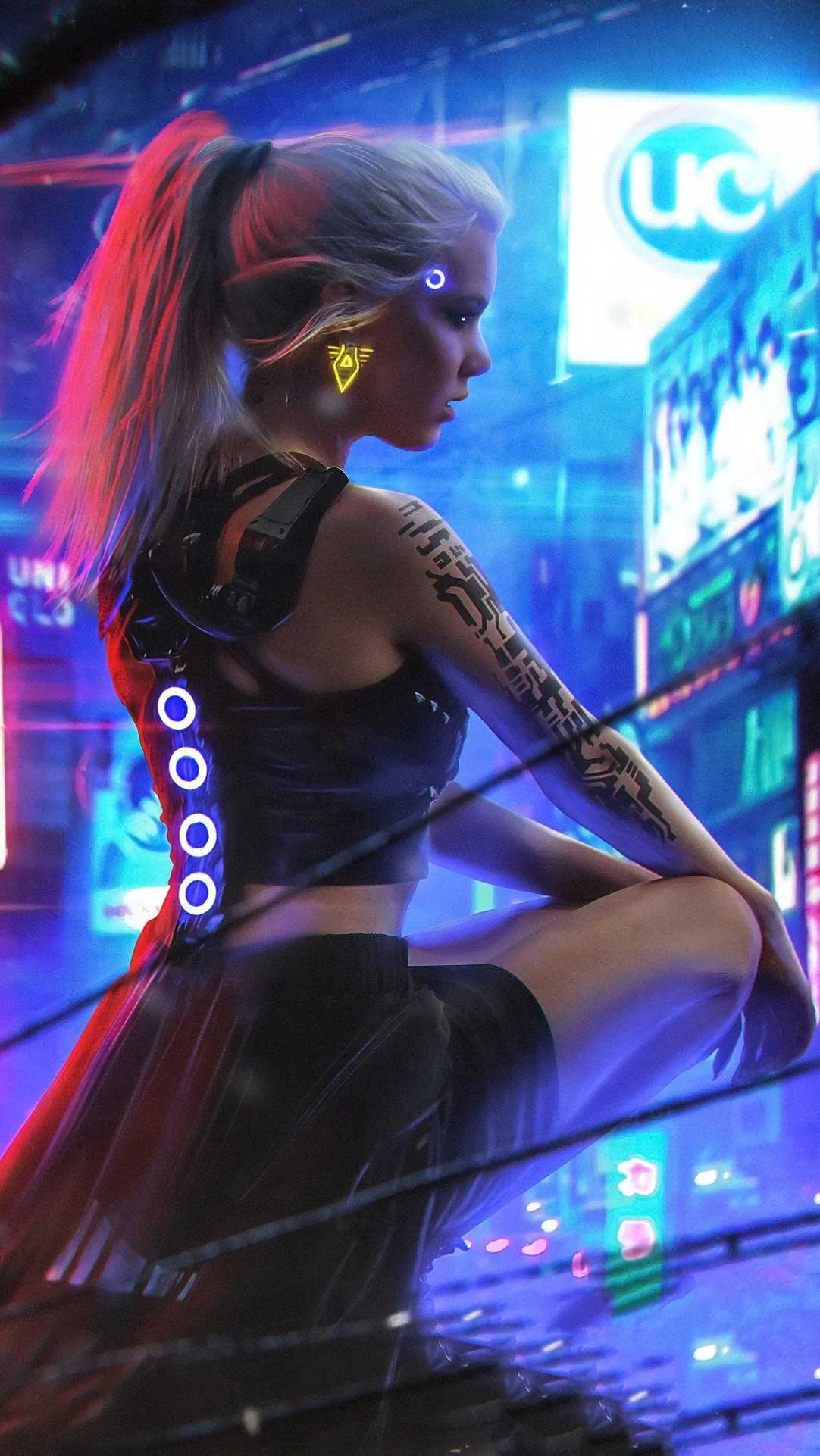Cyberpunk Neon Girl 4K HD Wallpaper