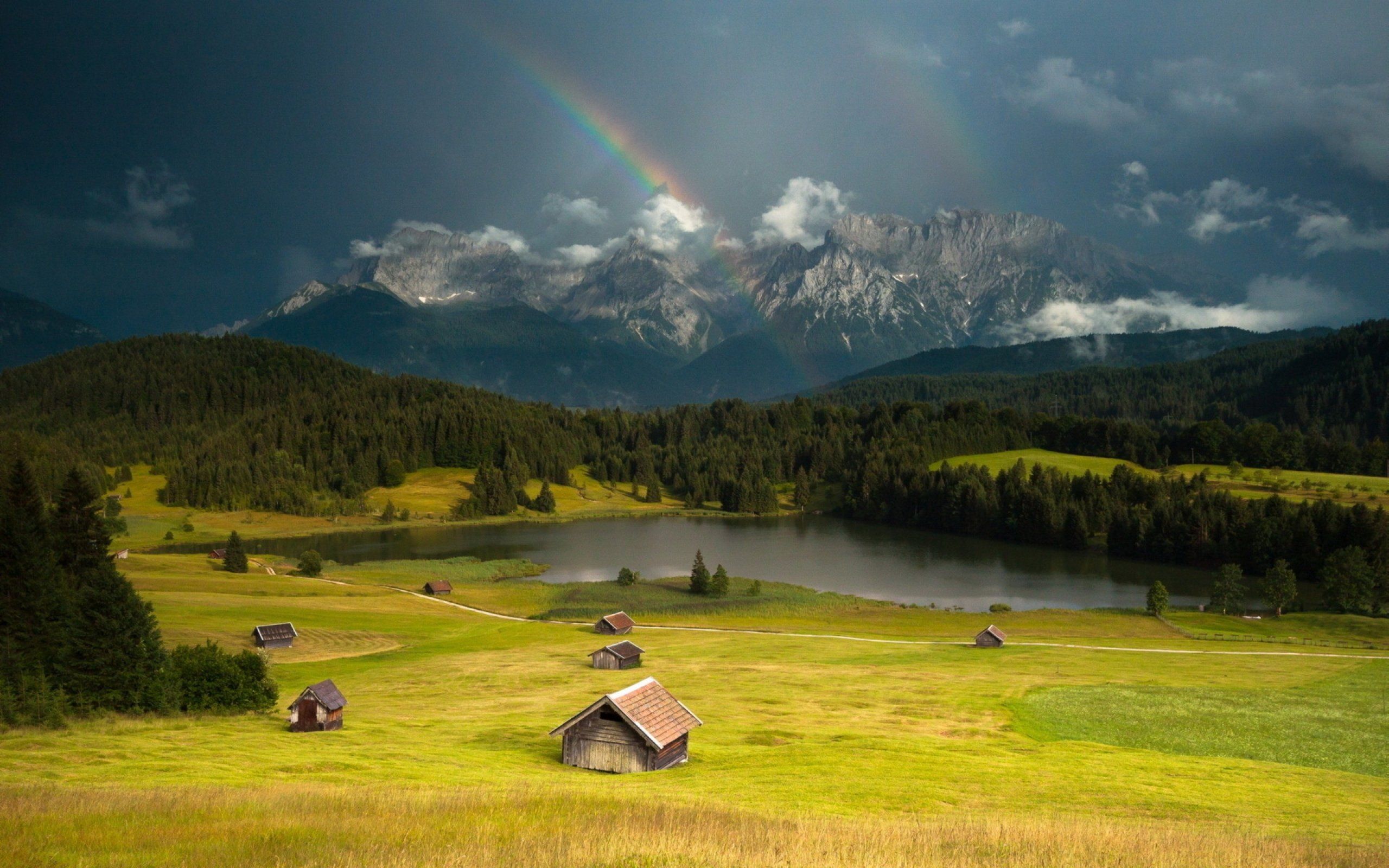 Mountains landscape nature mountain rainbow rain rustic farm