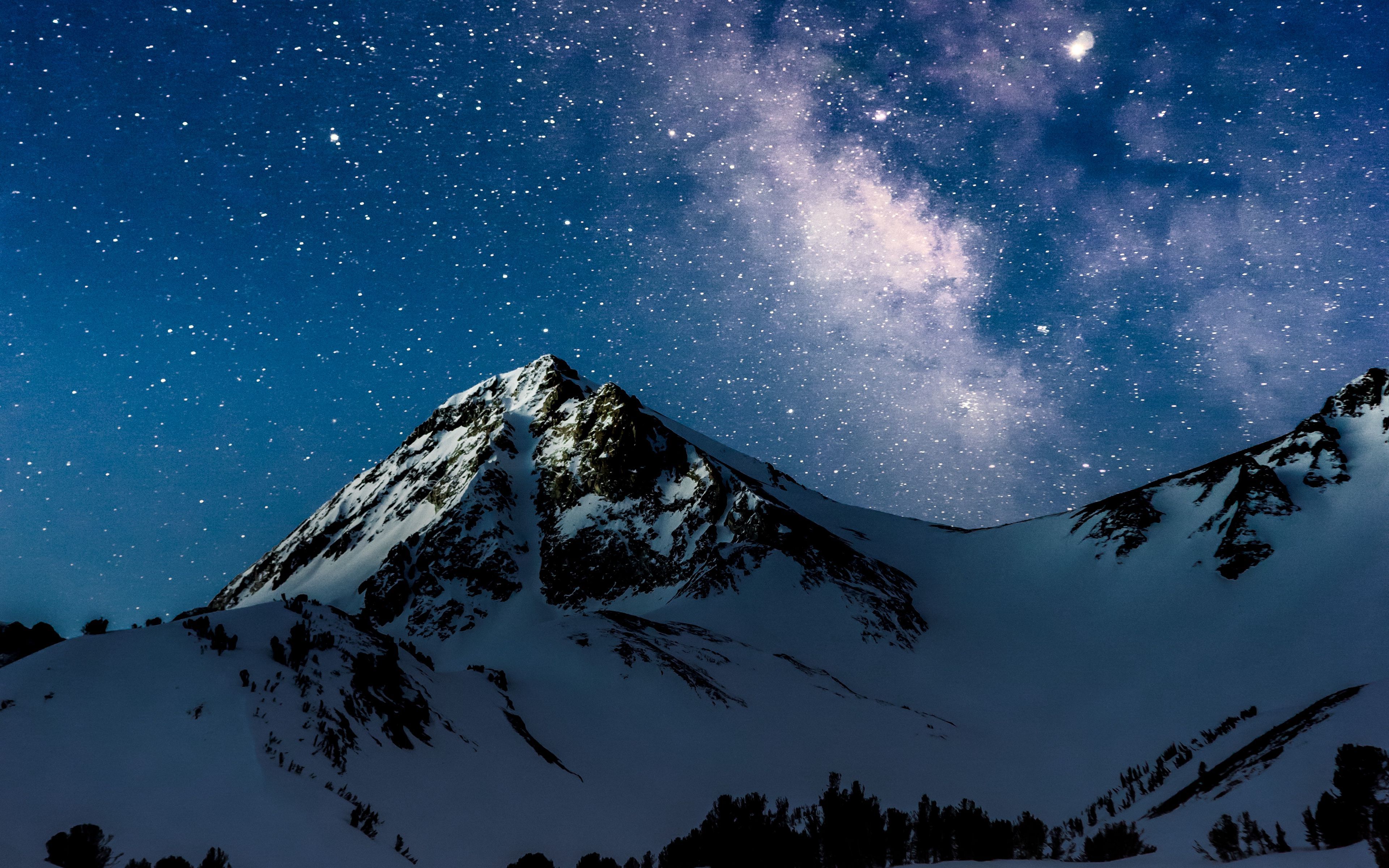 Download wallpaper 3840x2400 mountains, night, starry sky, milky
