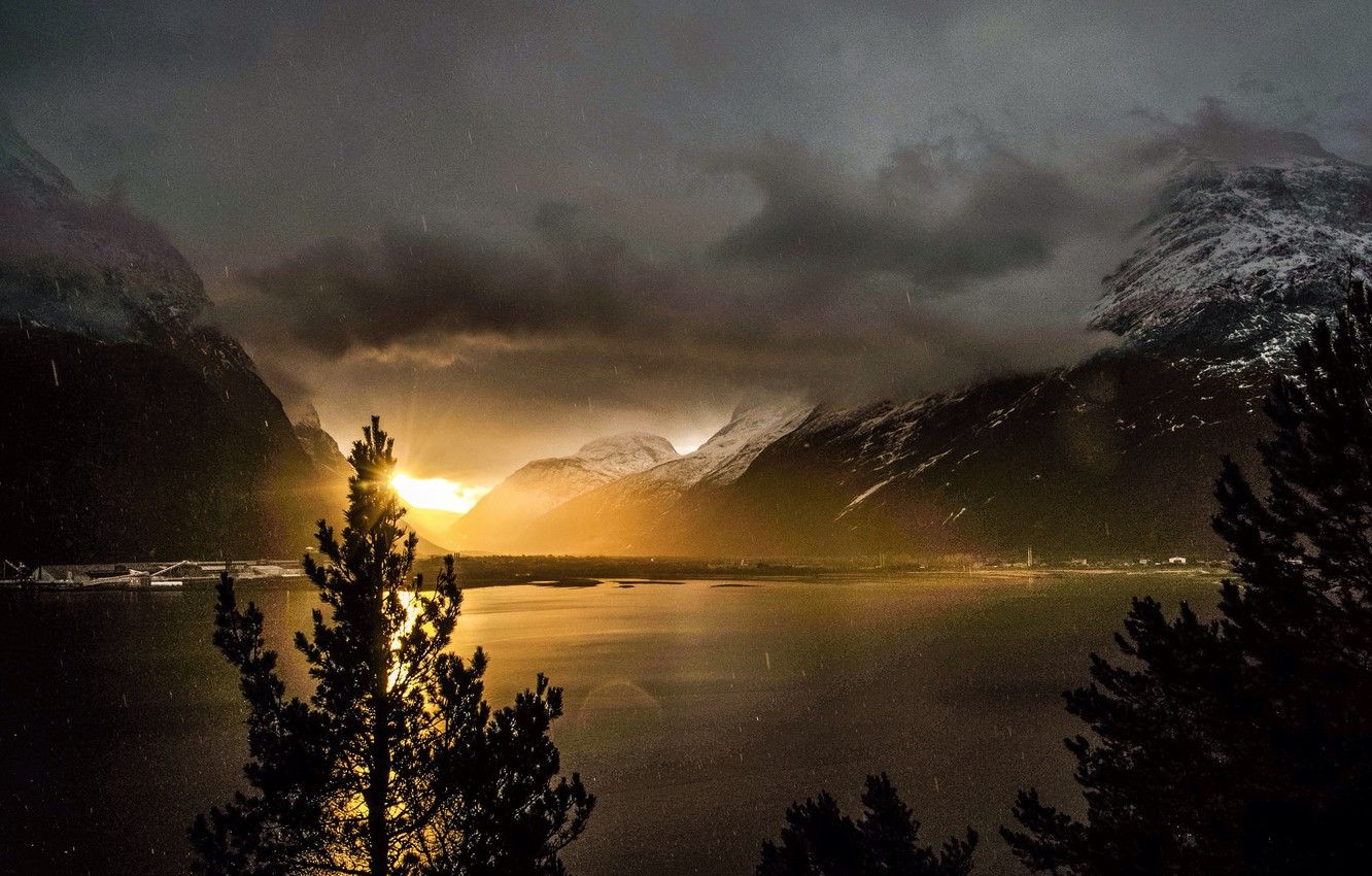 Wallpaper Clouds, Landscape, Sun, Mountain, Rain, Beauty, Sunrise