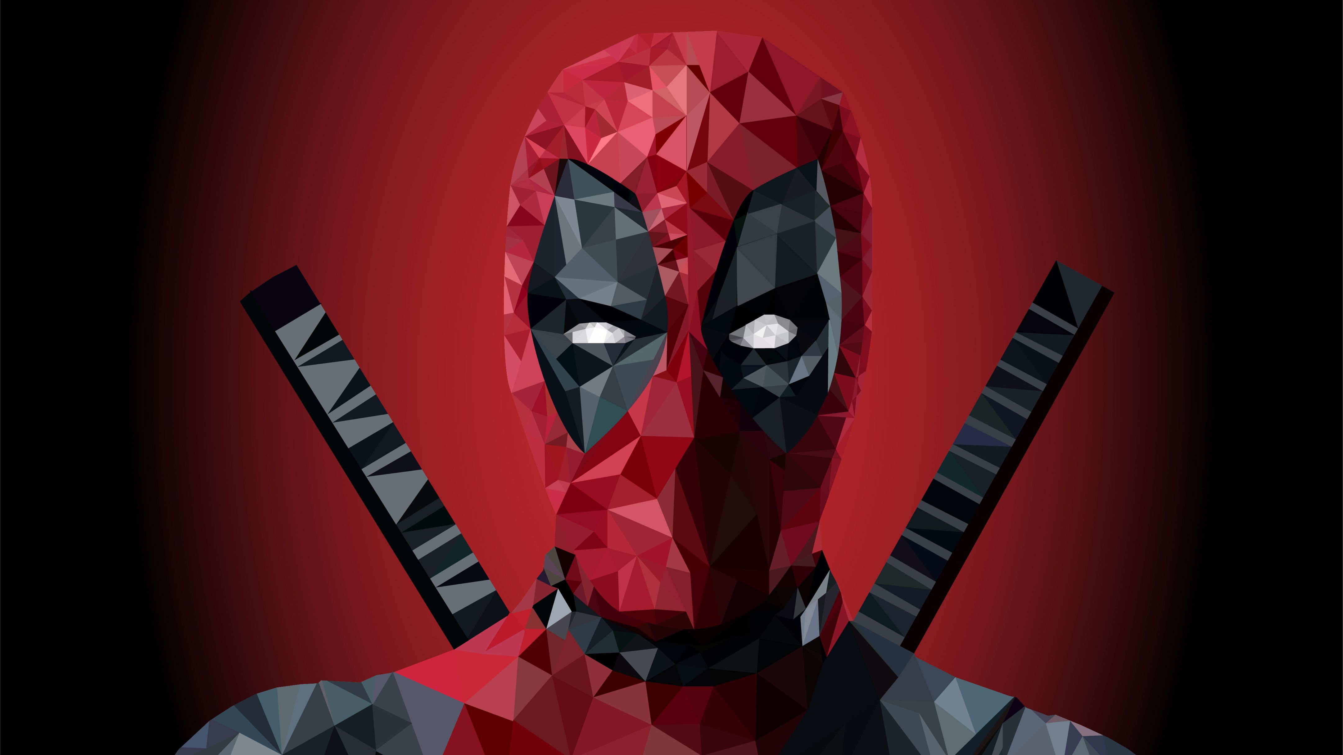 Deadpool Low Poly Art 4k, HD Superheroes, 4k Wallpaper, Image