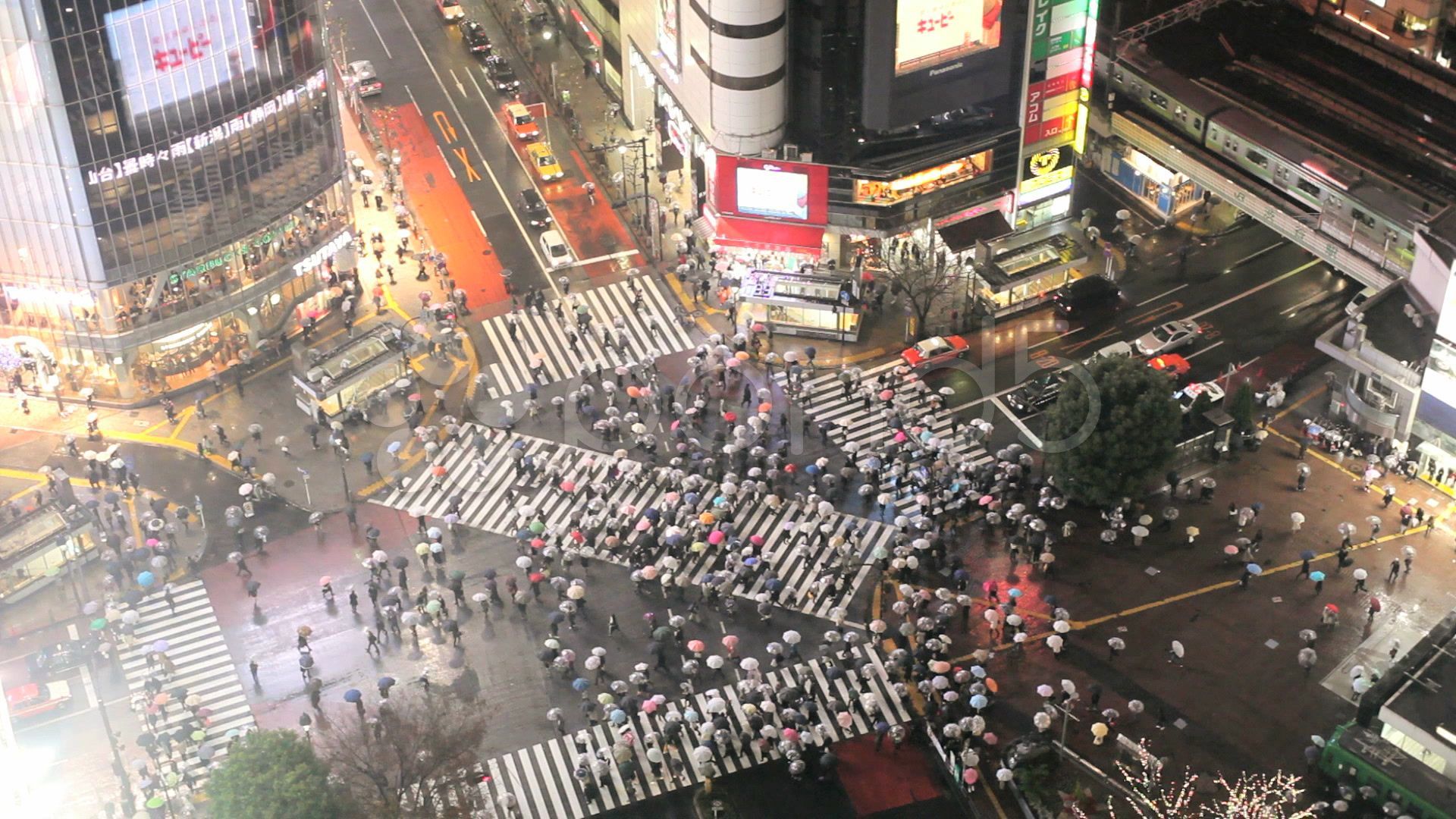 Japan, Tokyo, Shibuya, Shibuya Crossing at night Stock Footage