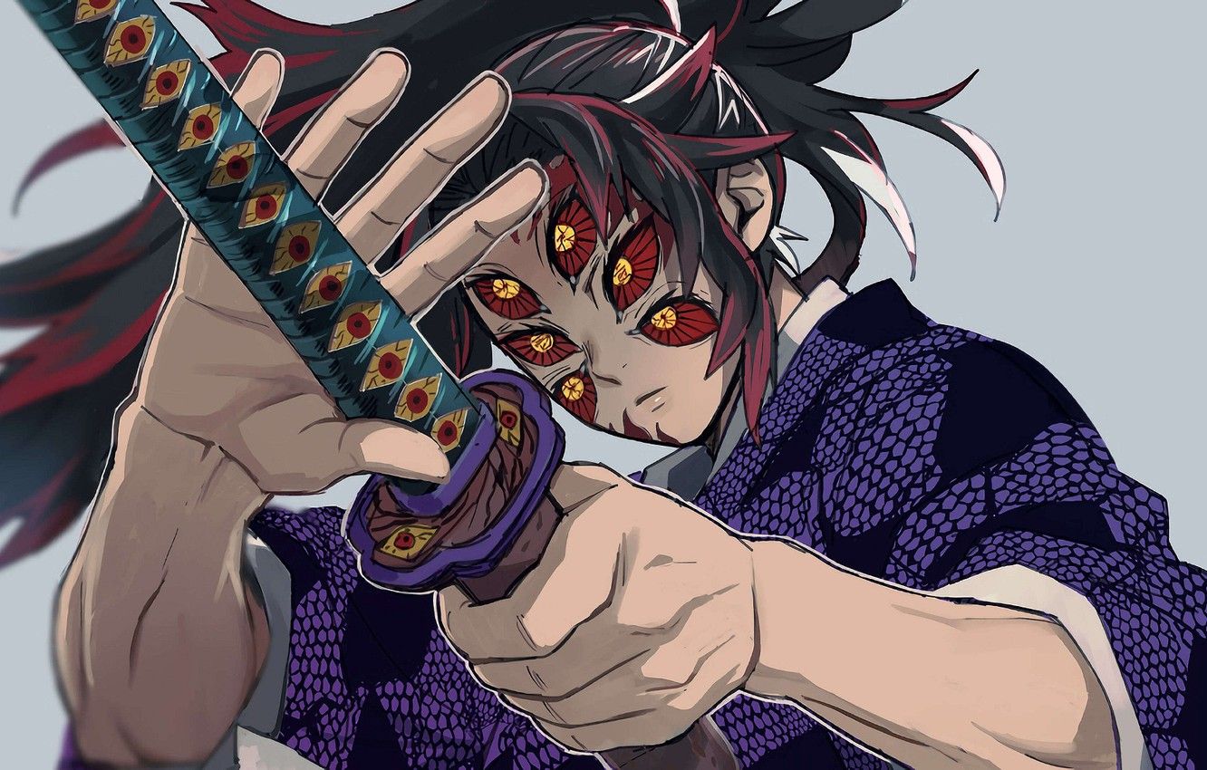 Wallpaper eyes, sword, being, the demon, Demon Slayer Kimetsu no