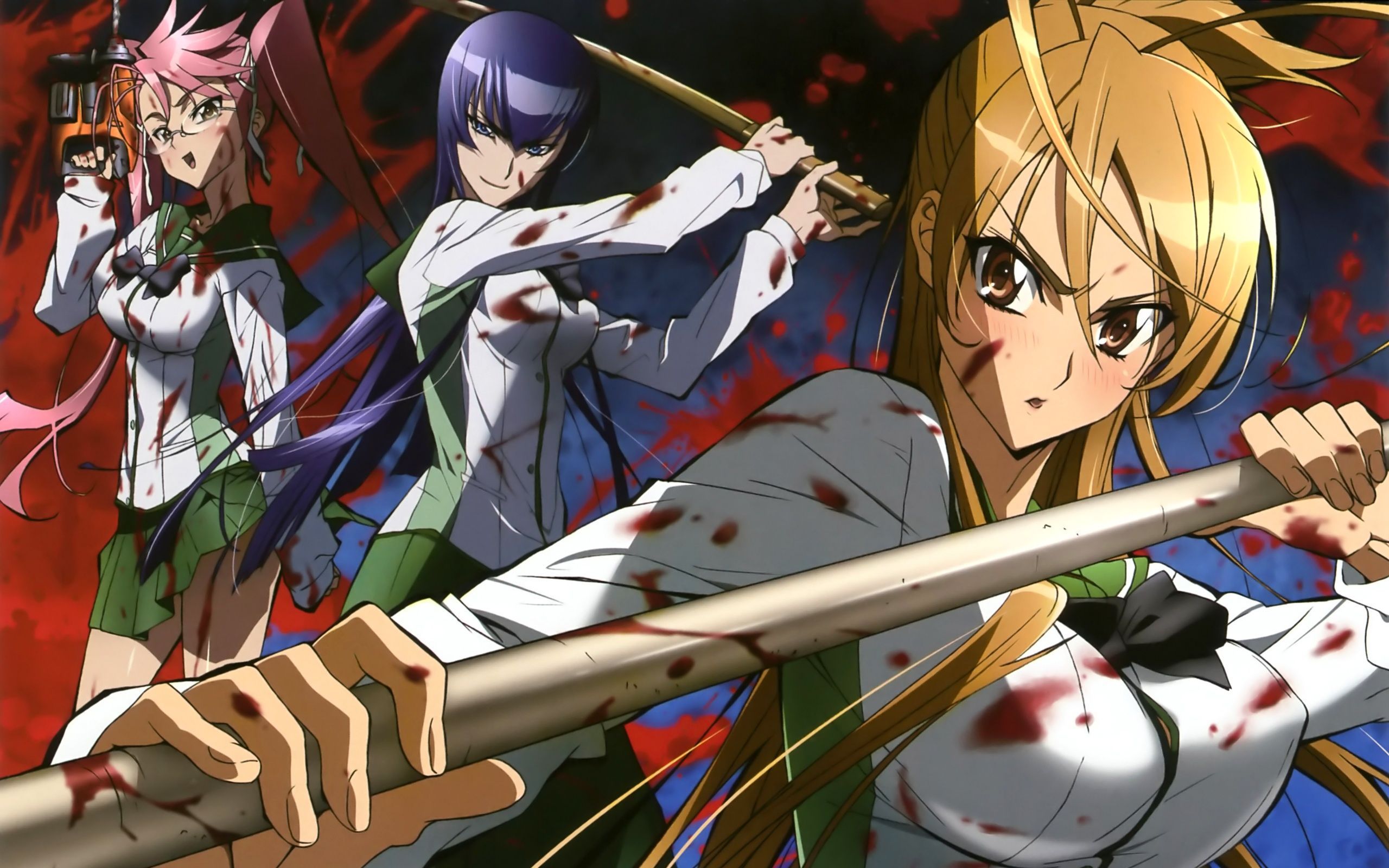 Anime Highschool Of The Dead Saya Takagi Saeko Busujima Rei