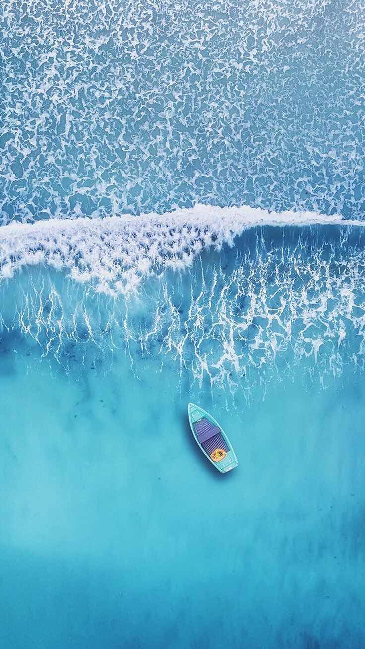 Blue Ocean Drone Wallpaper for iPhone