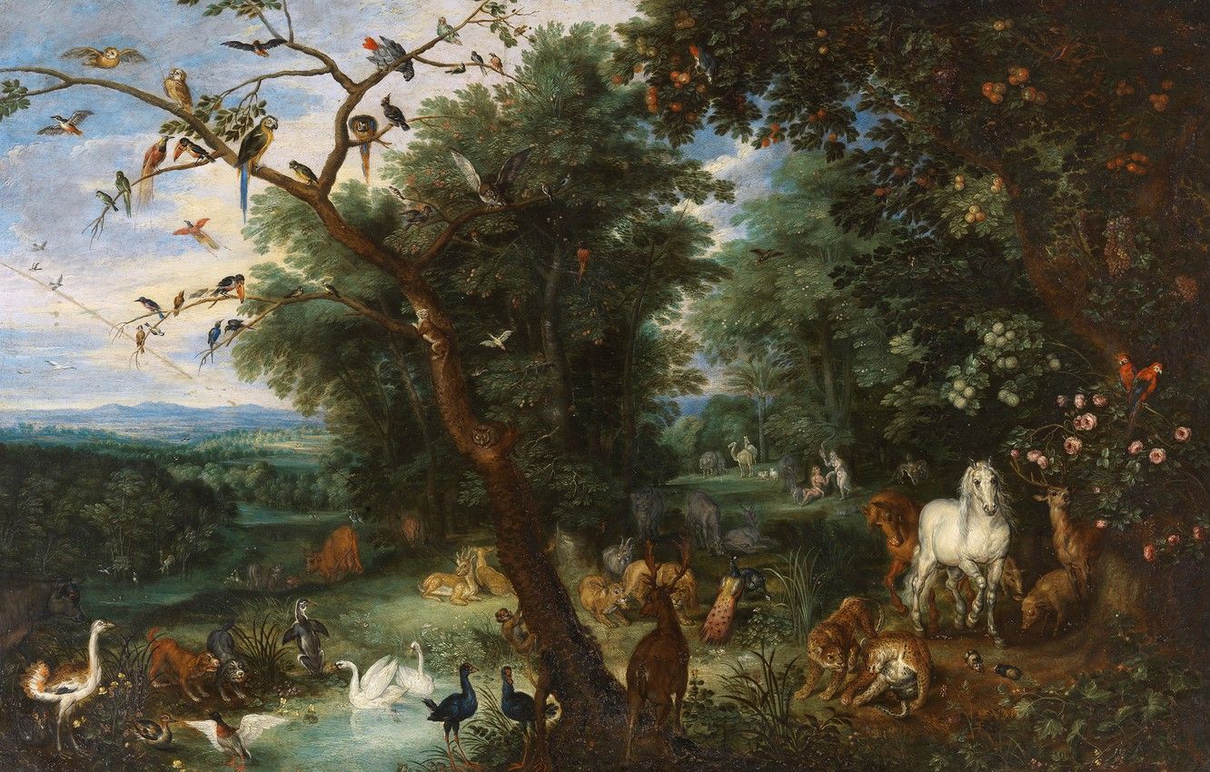Wallpaper picture, mythology, Jan Brueghel the elder, Adam and eve