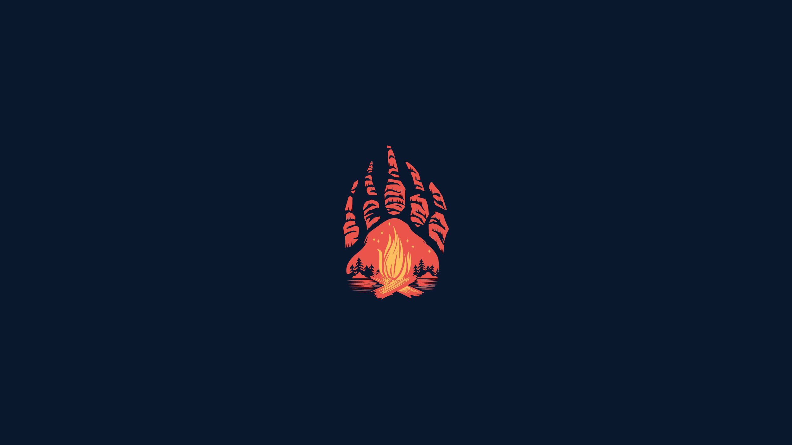Download 2560x1440 wallpaper paws, campfire, minimal, abstract
