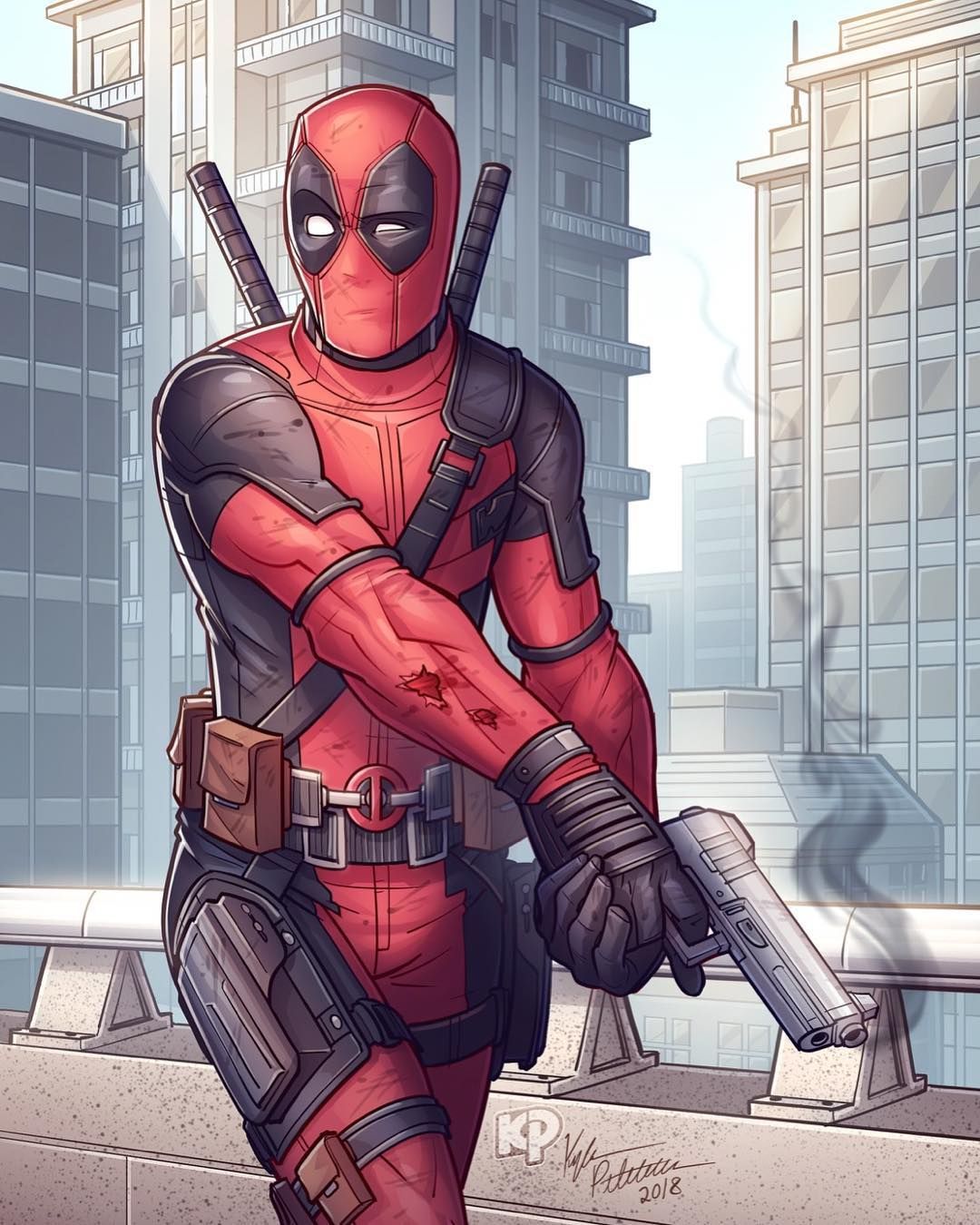 Here's the completed Deadpool piece which I finished up earlier