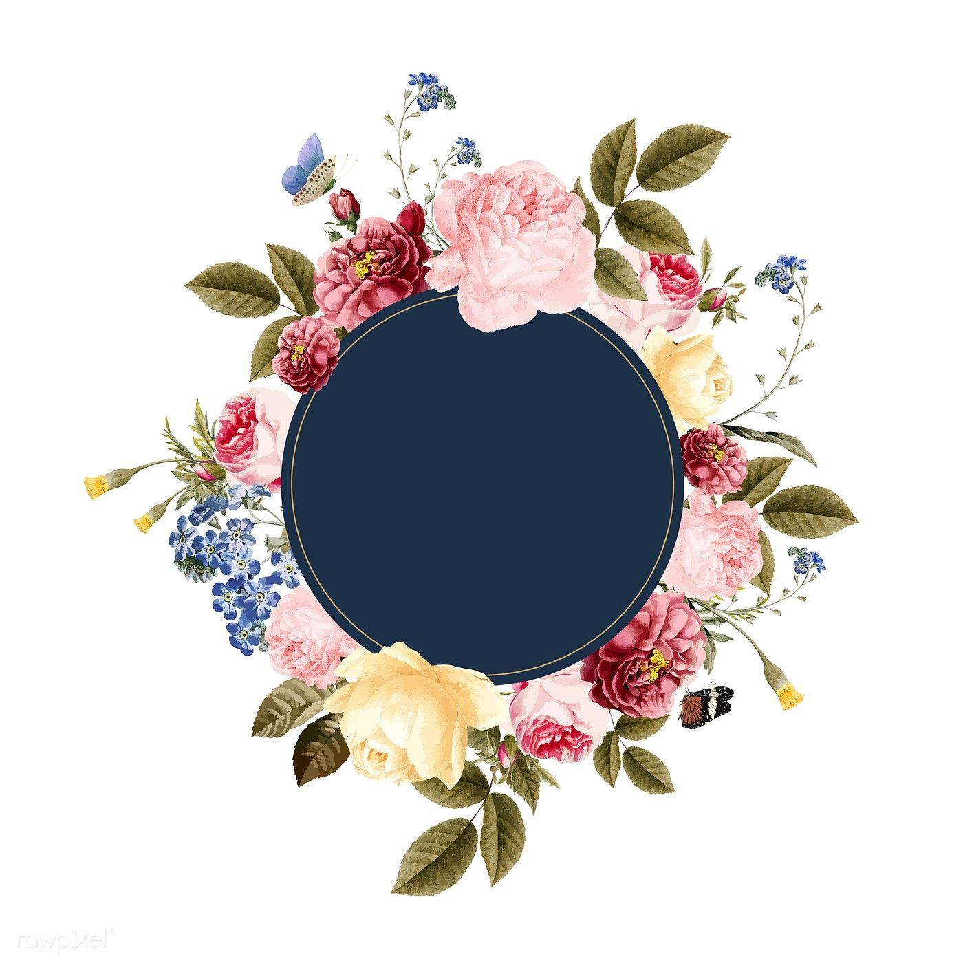Download premium vector of Blank floral frame card illustration