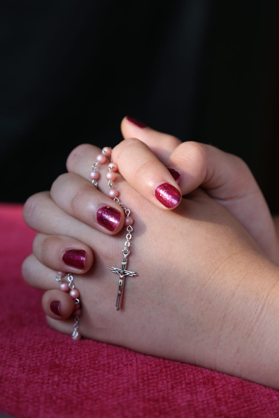 pink and silver rosary free image