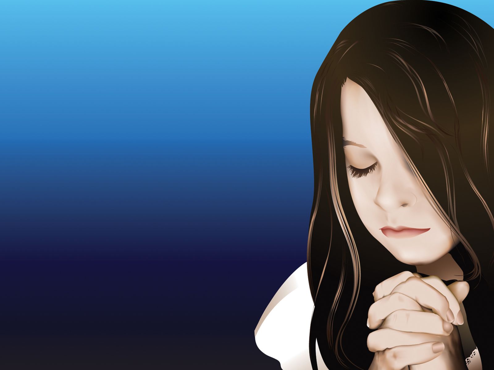 Praying Girl Powerpoint , Blue, Religious