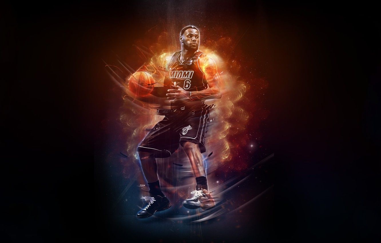 Wallpaper Fire, Basketball, Miami, NBA, LeBron James, Basketball, Heat, Player image for desktop, section спорт