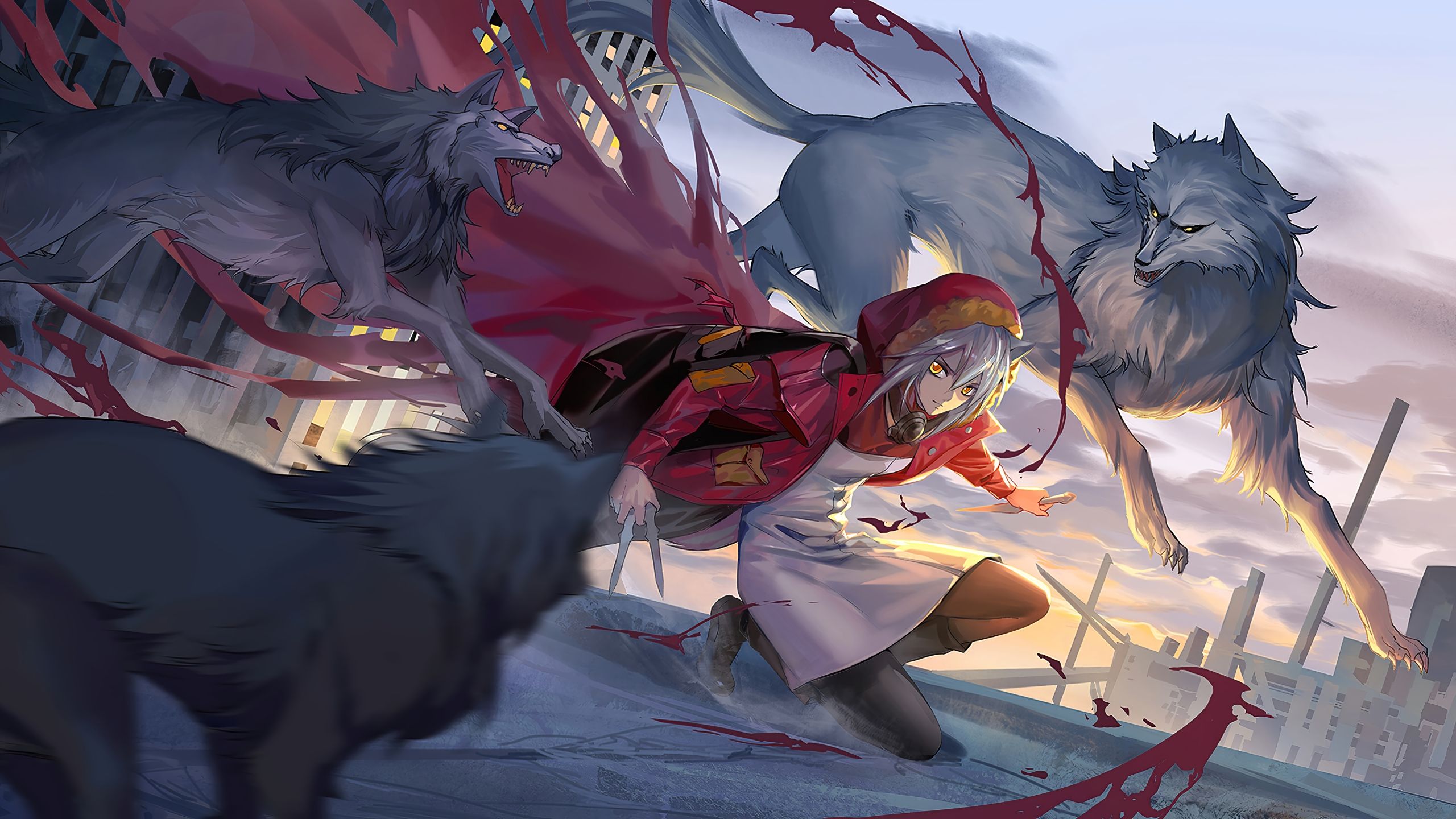 Amiya with wolves Arknights Anime Wallpaper 4k Ultra HD